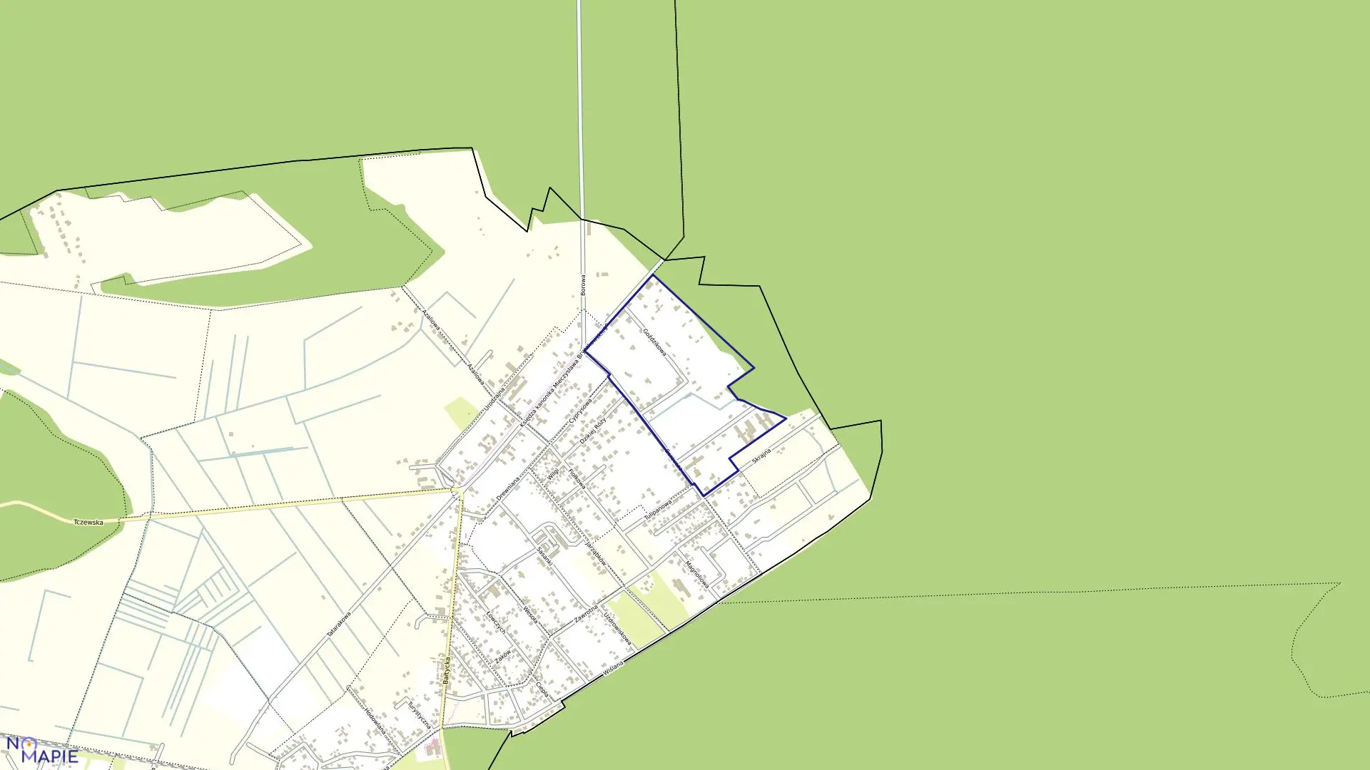 Mapa obrębu Dąbie 10 w mieście Szczecin