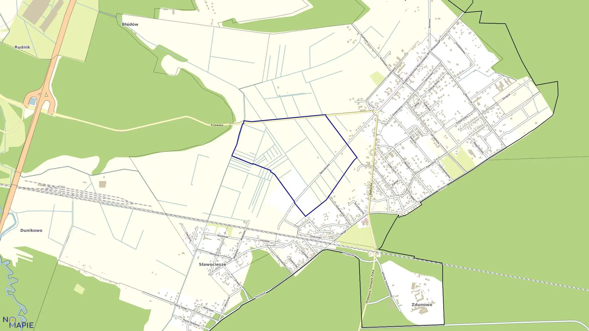 Mapa obrębu Dąbie 11 w mieście Szczecin