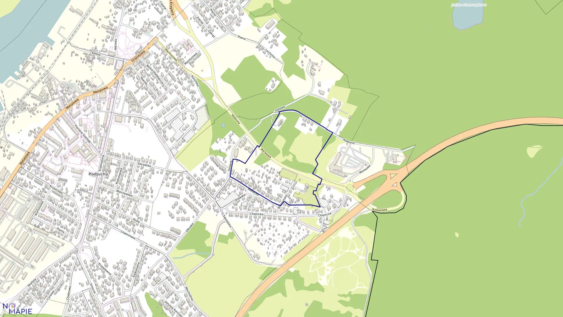 Mapa obrębu Dąbie 119 w mieście Szczecin