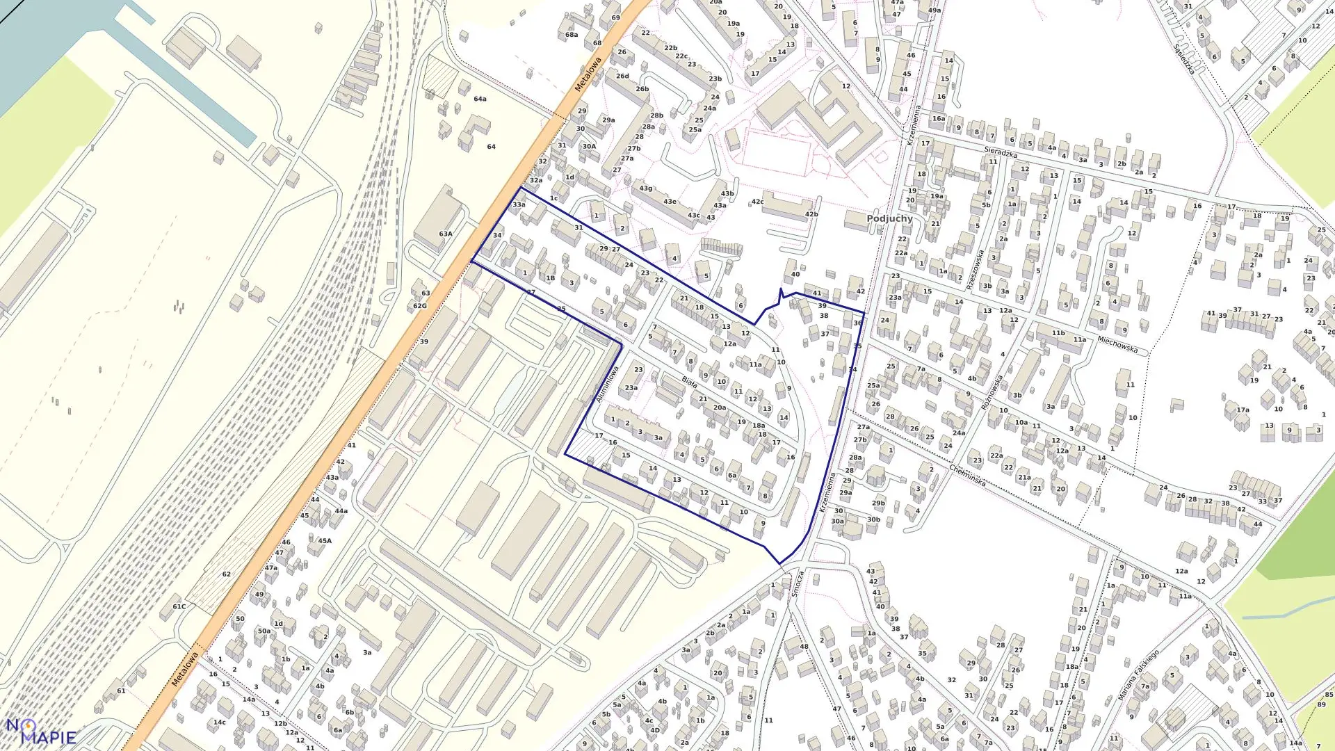 Mapa obrębu Dąbie 126 w mieście Szczecin