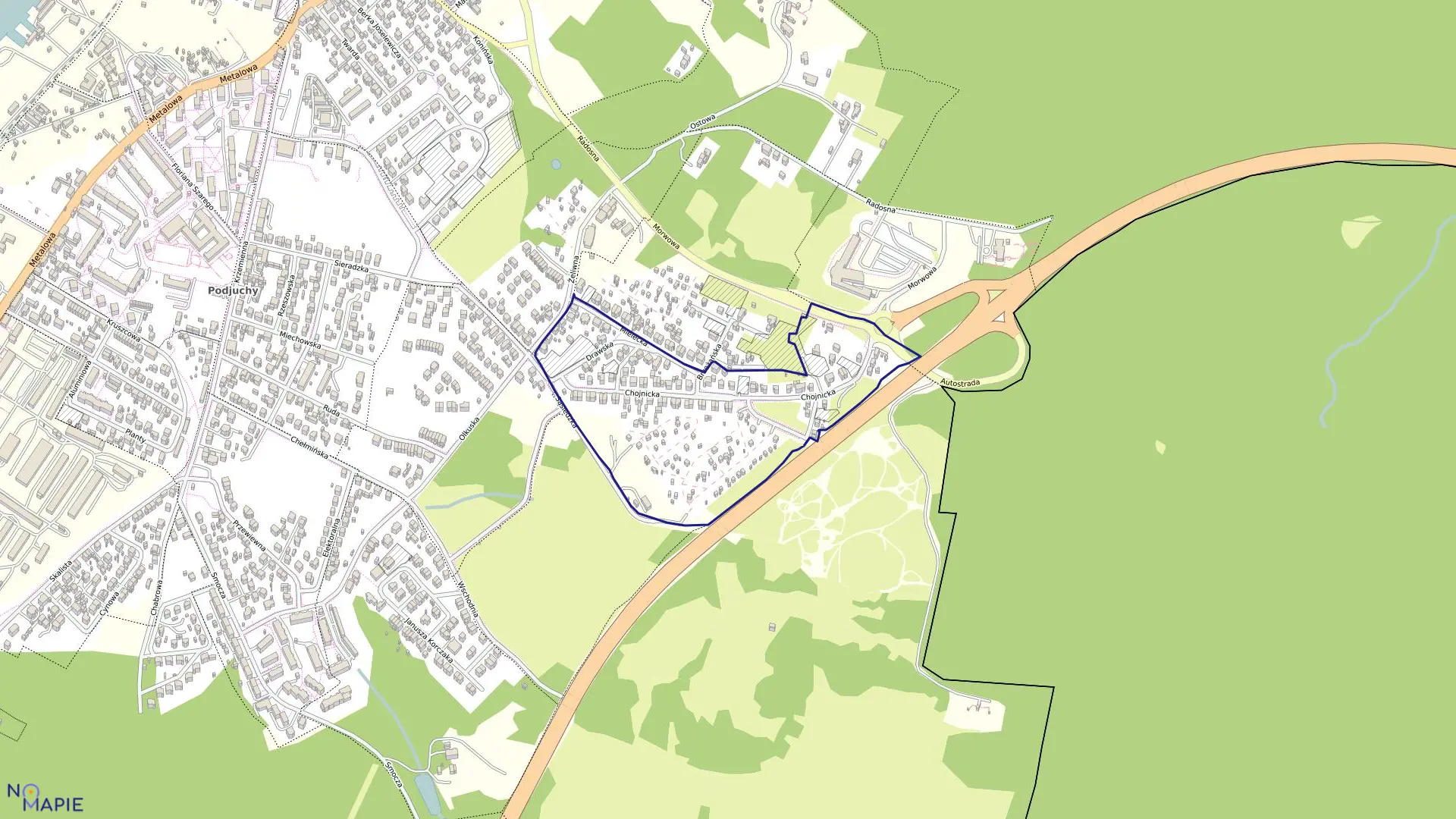 Mapa obrębu Dąbie 129 w mieście Szczecin