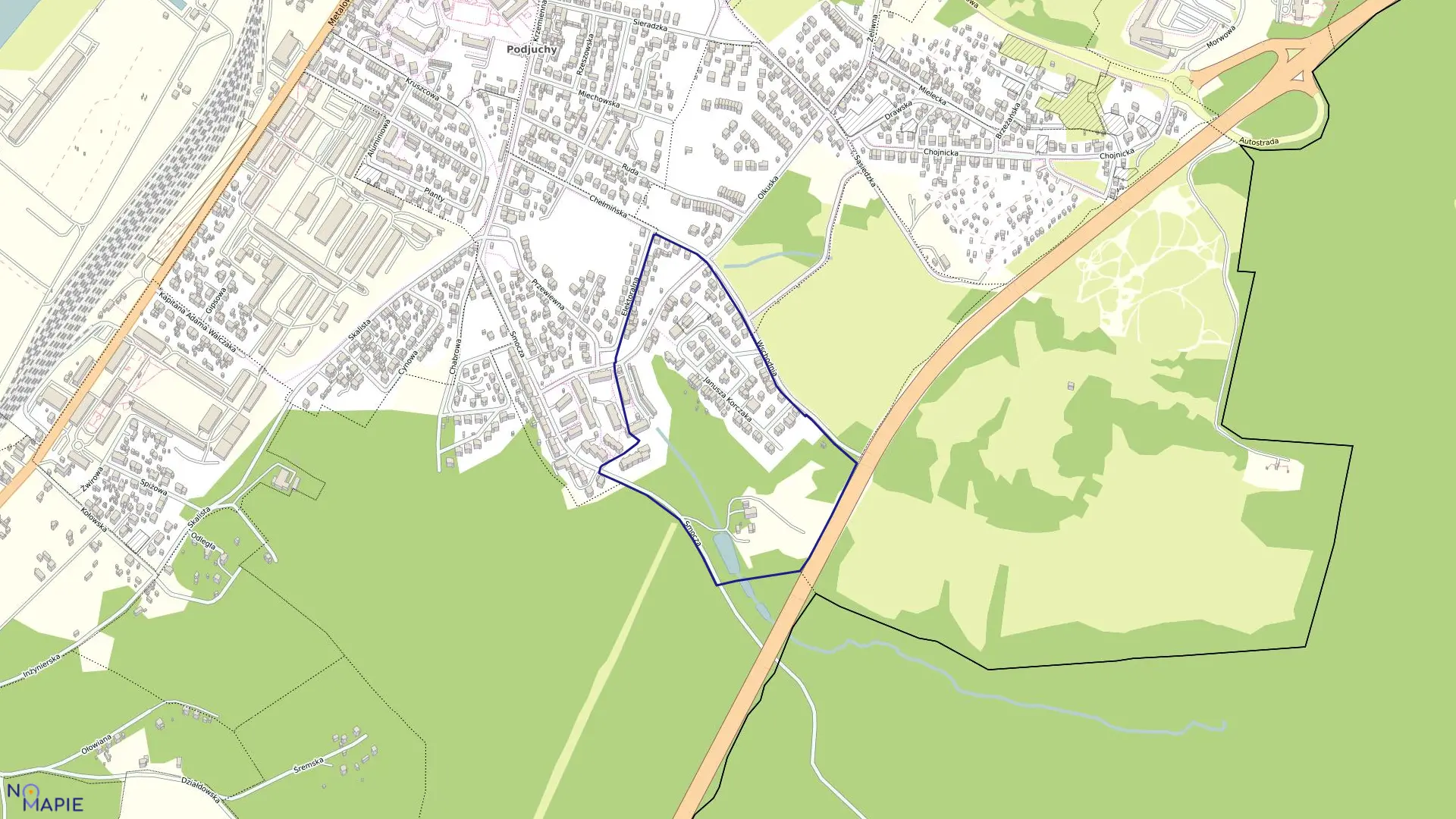 Mapa obrębu Dąbie 131 w mieście Szczecin