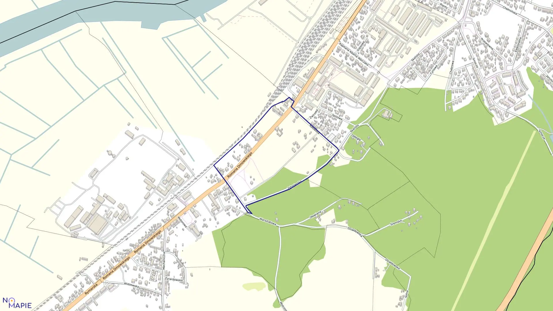 Mapa obrębu Dąbie 135 w mieście Szczecin