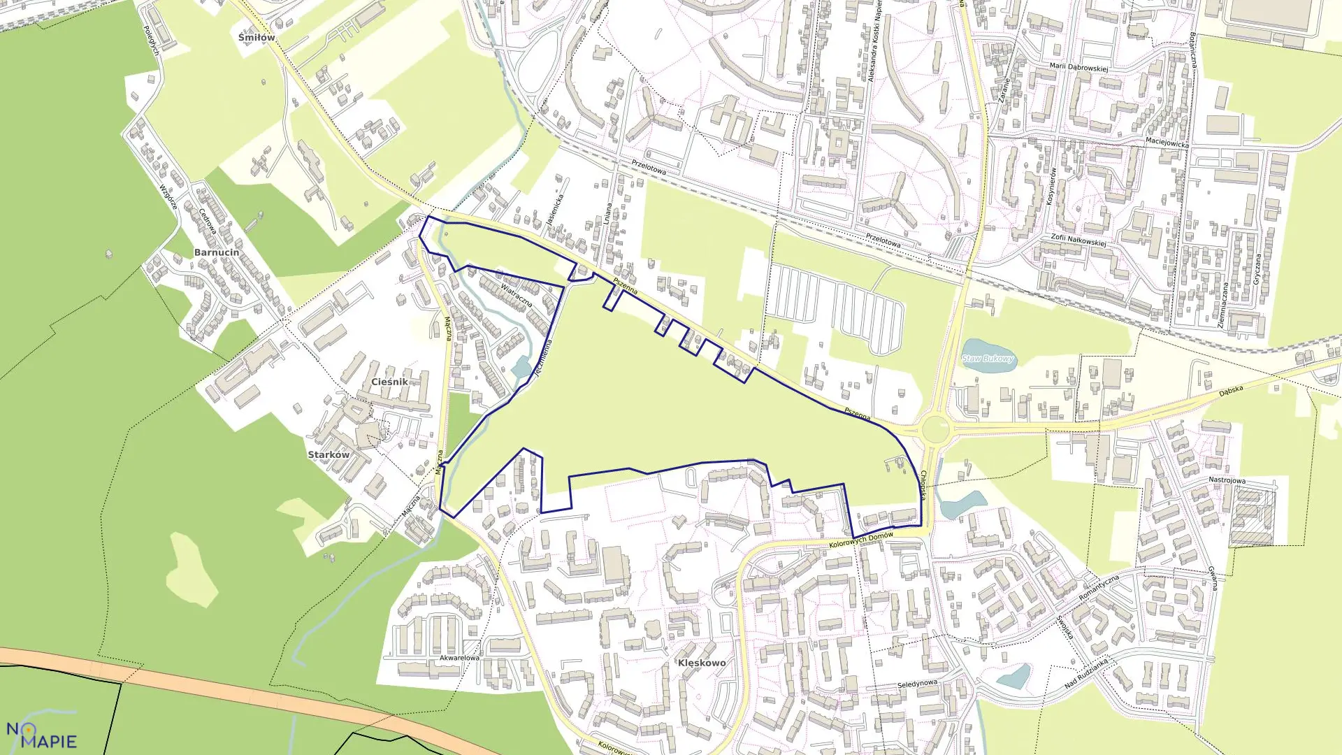 Mapa obrębu Dąbie 145 w mieście Szczecin