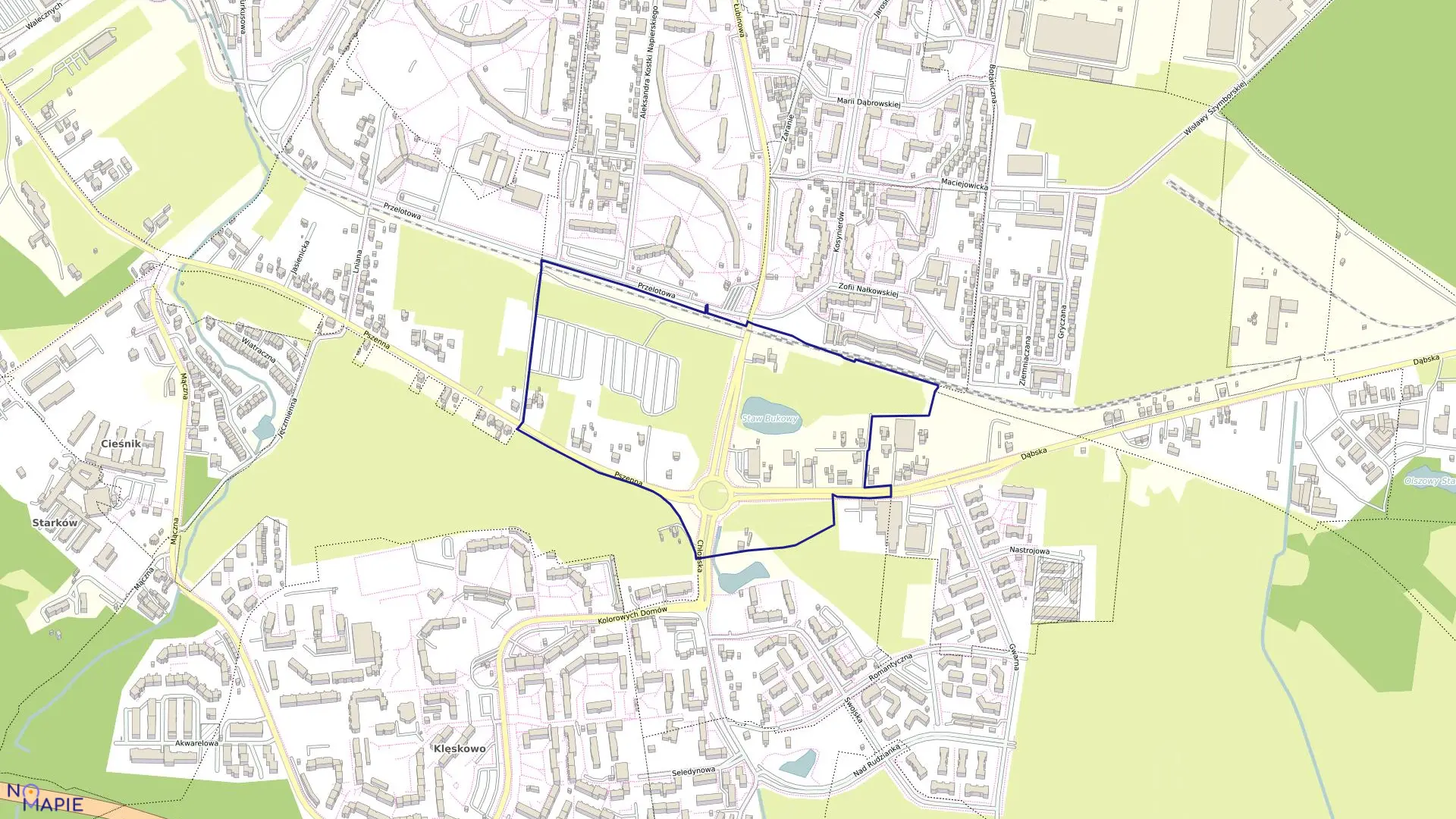 Mapa obrębu Dąbie 153 w mieście Szczecin