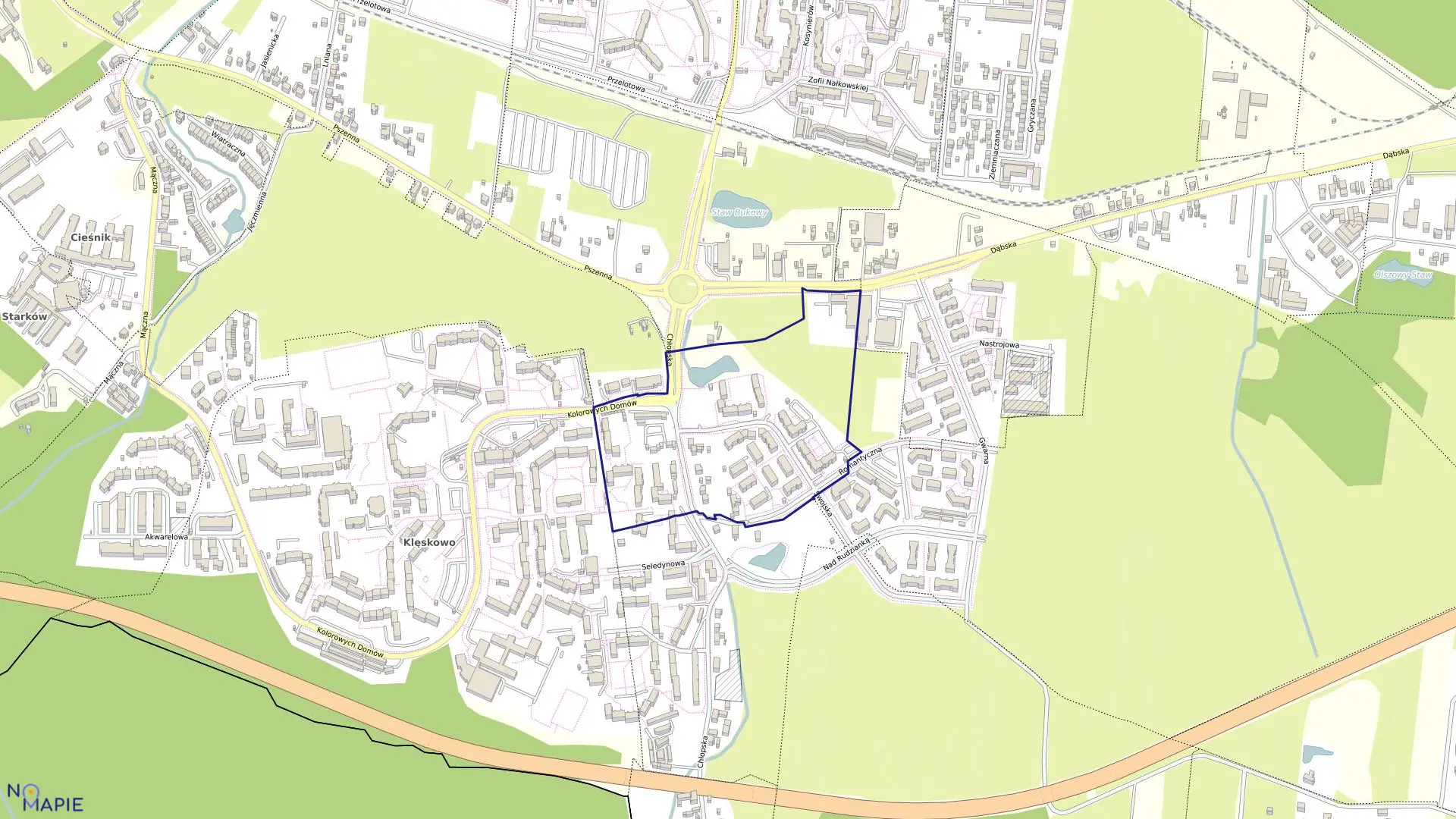 Mapa obrębu Dąbie 154 w mieście Szczecin