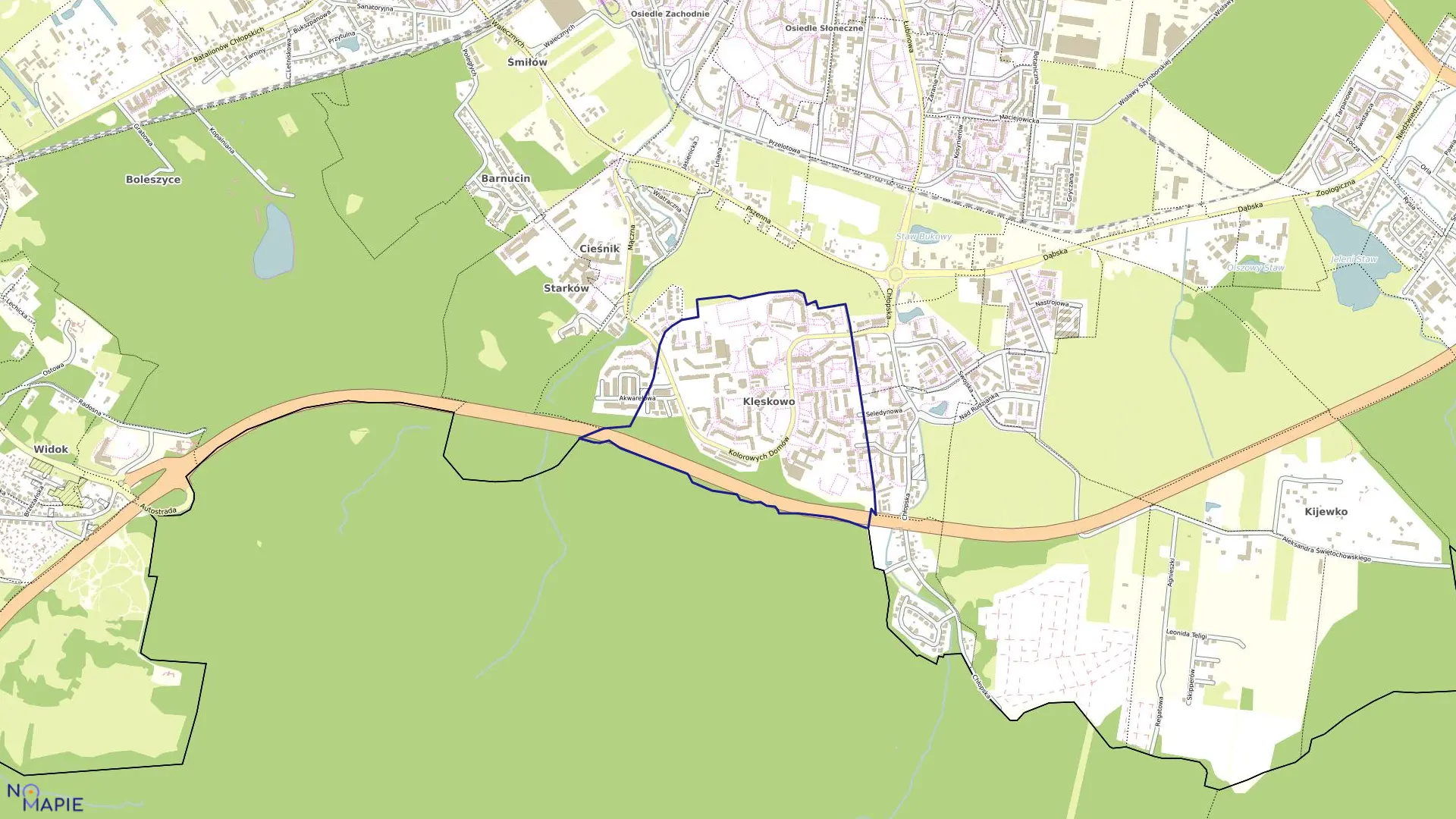 Mapa obrębu Dąbie 155 w mieście Szczecin