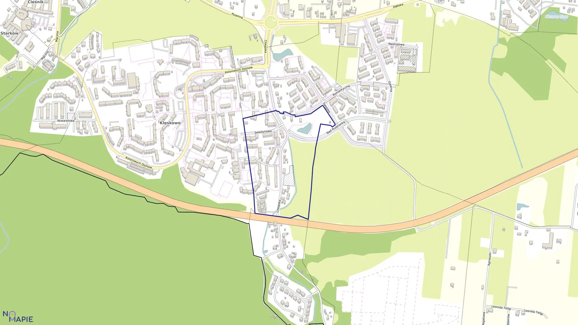 Mapa obrębu Dąbie 156 w mieście Szczecin