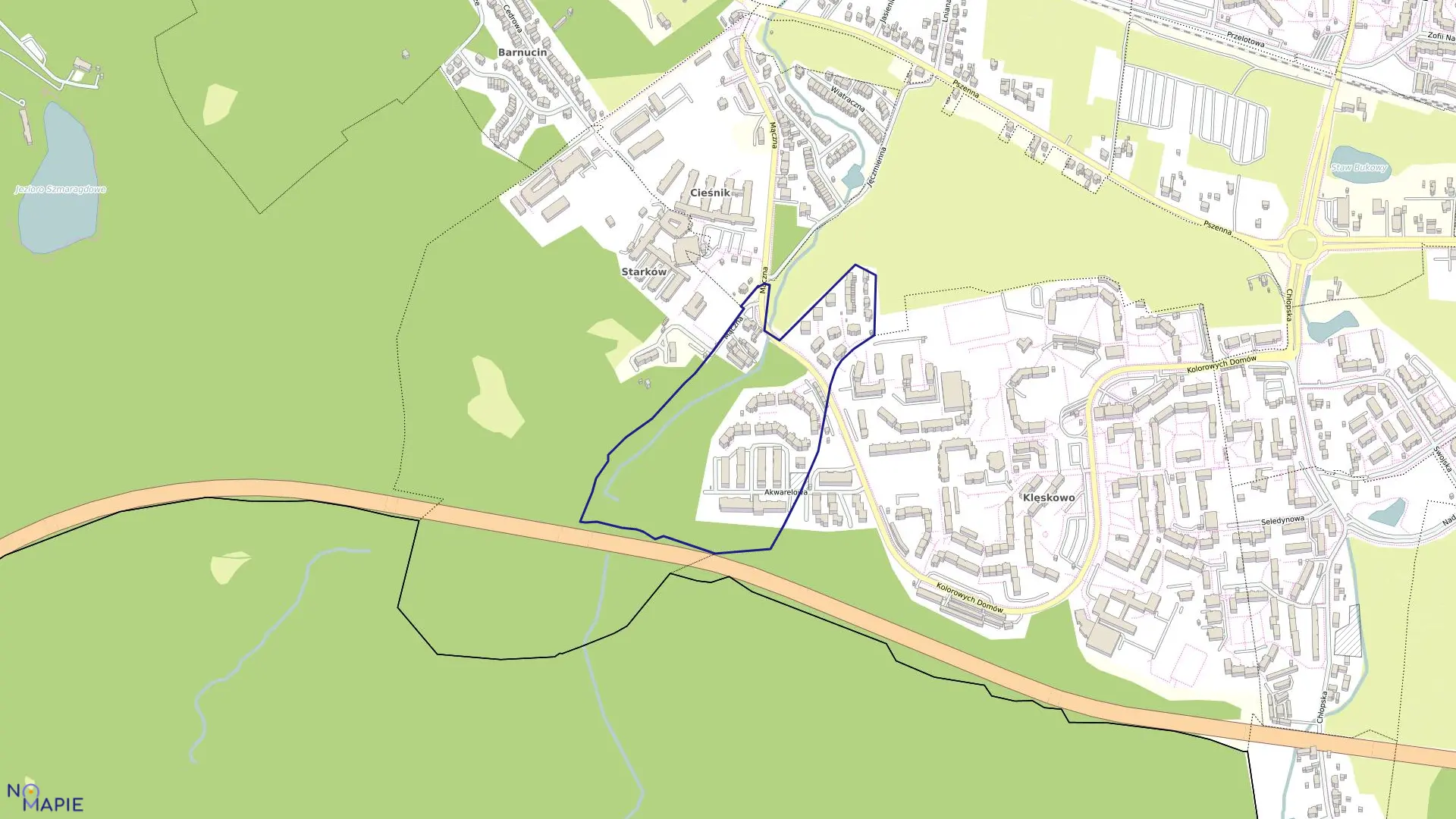 Mapa obrębu Dąbie 161 w mieście Szczecin