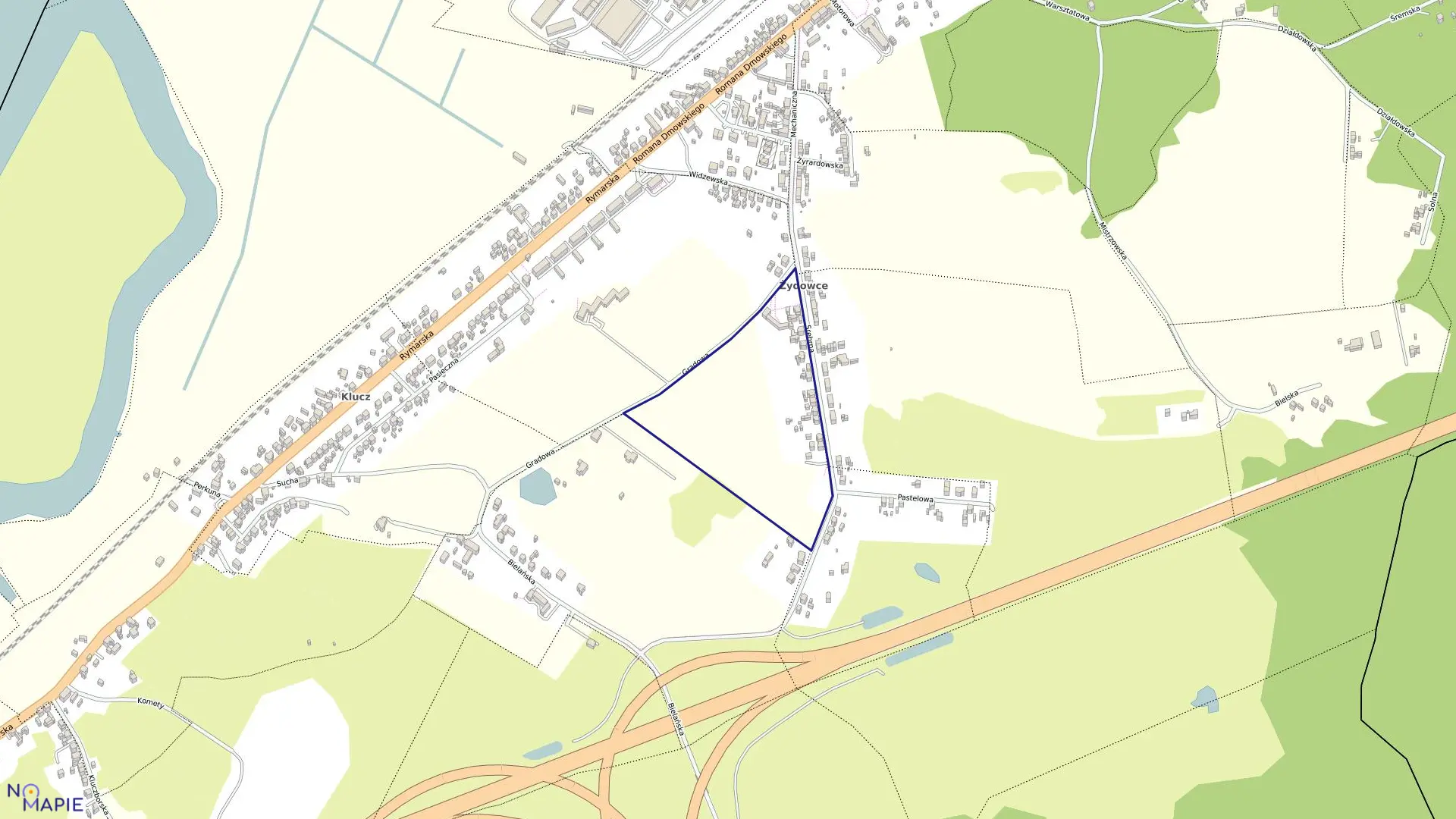 Mapa obrębu Dąbie 174 w mieście Szczecin