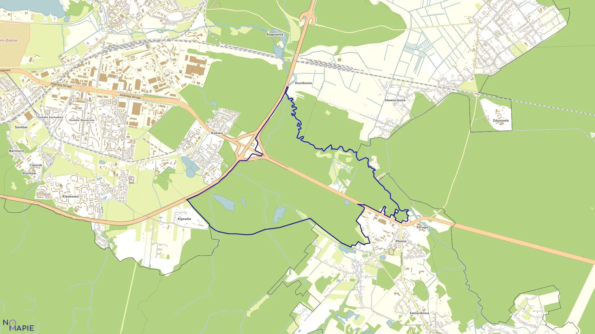 Mapa obrębu Dąbie 194 w mieście Szczecin