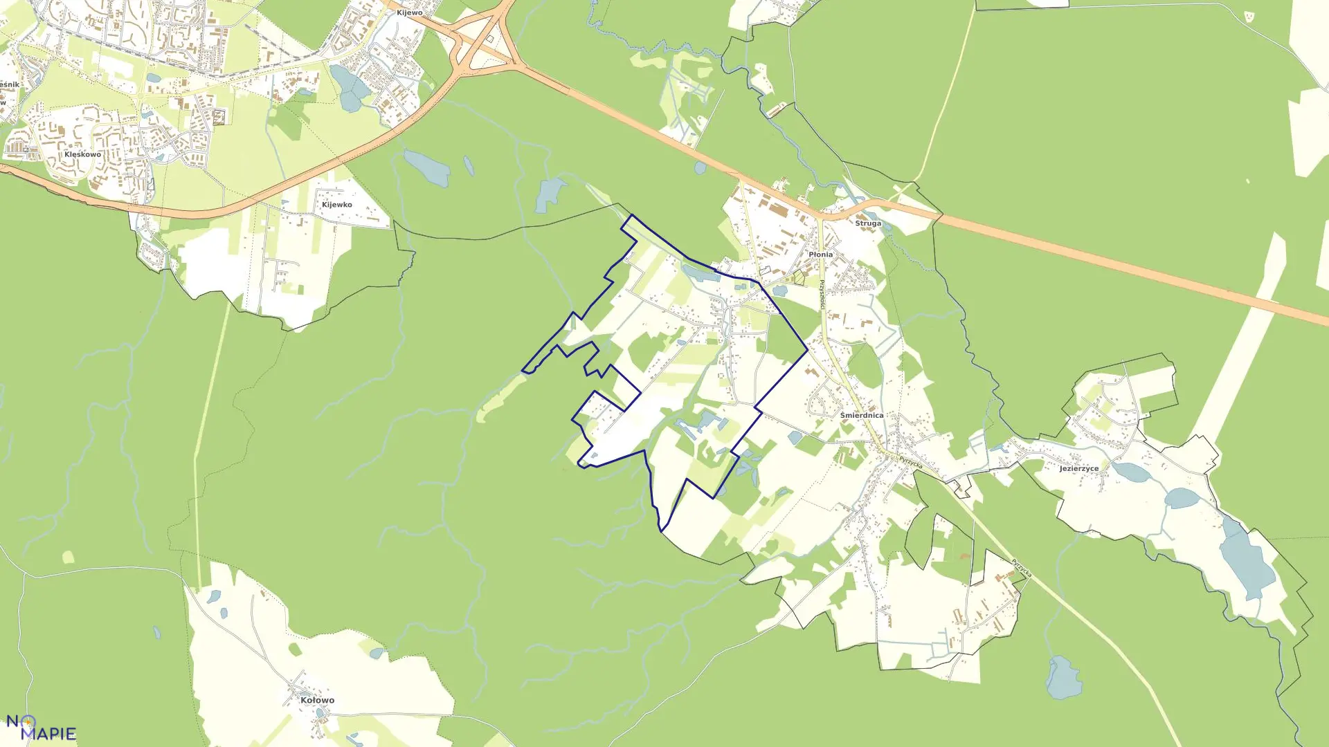 Mapa obrębu Dąbie 195 w mieście Szczecin