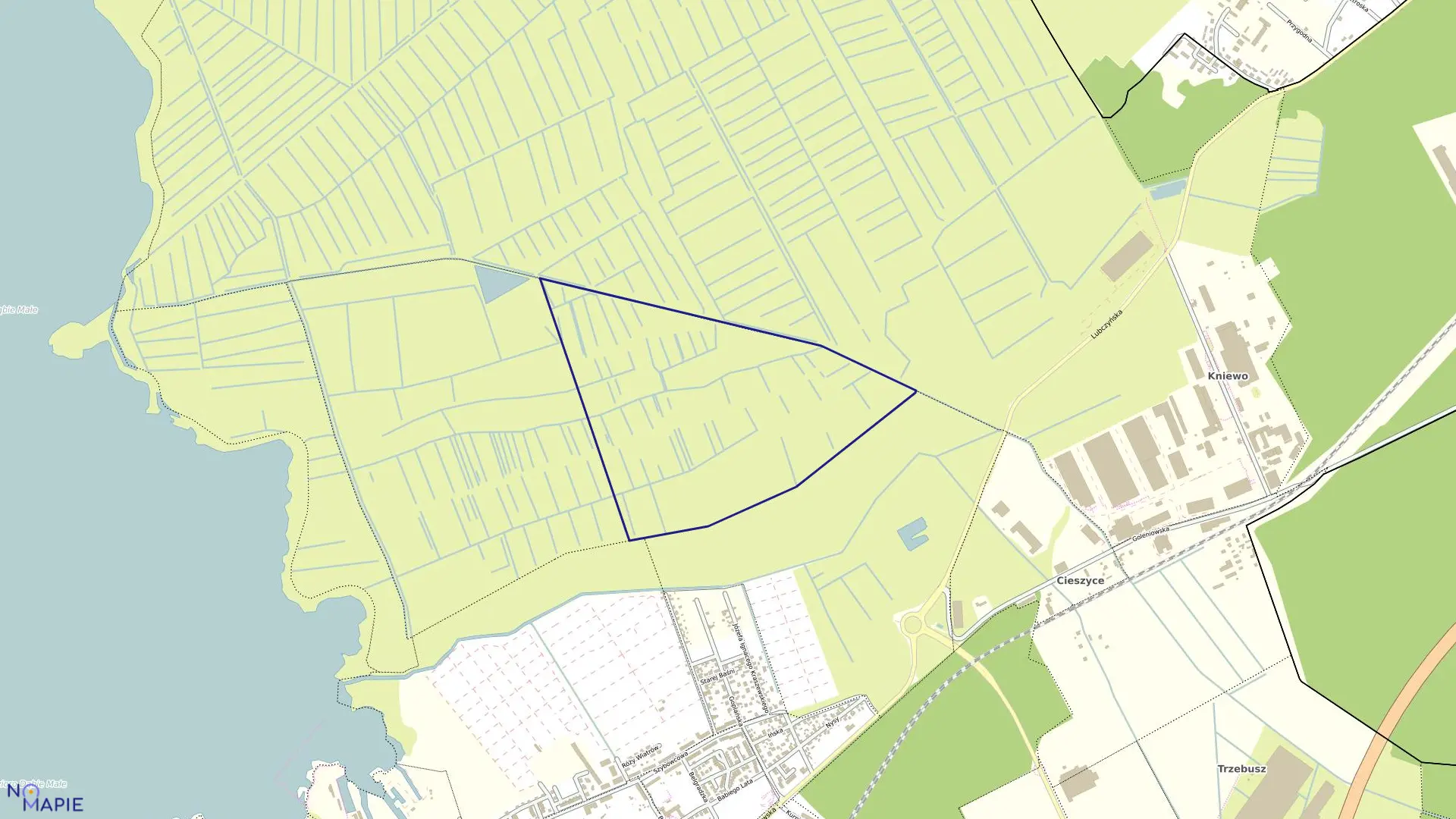 Mapa obrębu Dąbie 206 w mieście Szczecin