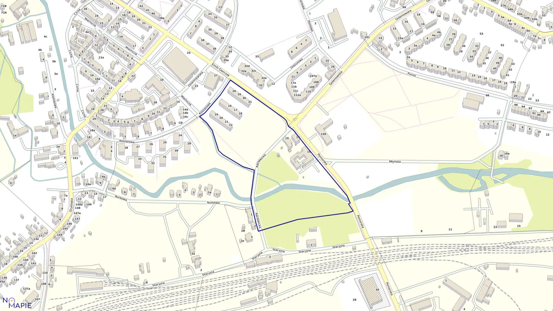 Mapa obrębu Dąbie 34 w mieście Szczecin