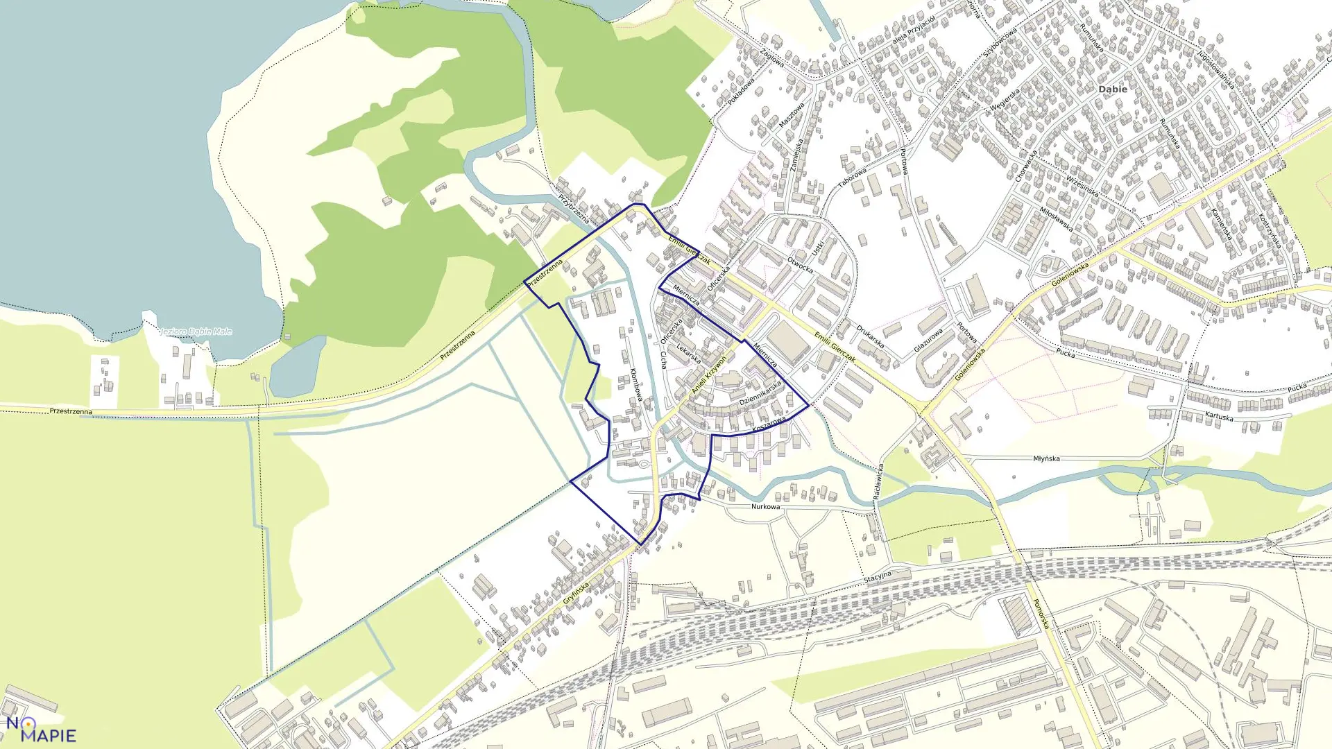 Mapa obrębu Dąbie 36 w mieście Szczecin