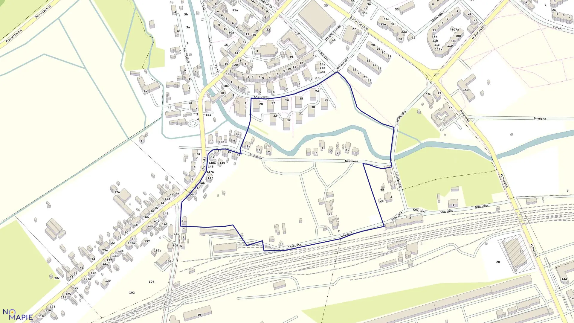 Mapa obrębu Dąbie 37 w mieście Szczecin