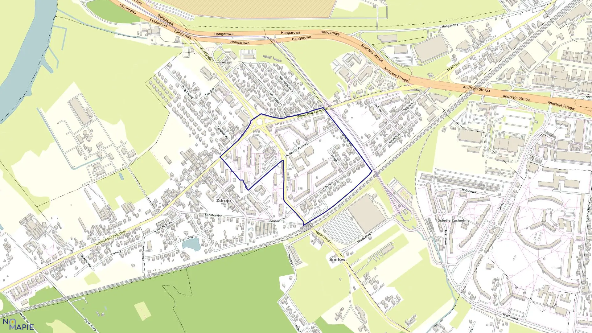 Mapa obrębu Dąbie 45 w mieście Szczecin