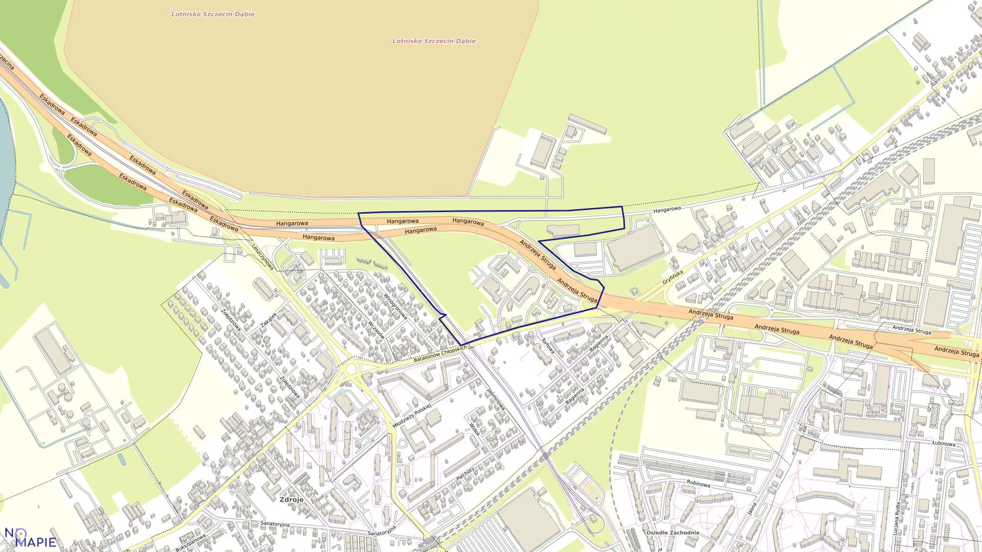 Mapa obrębu Dąbie 46 w mieście Szczecin