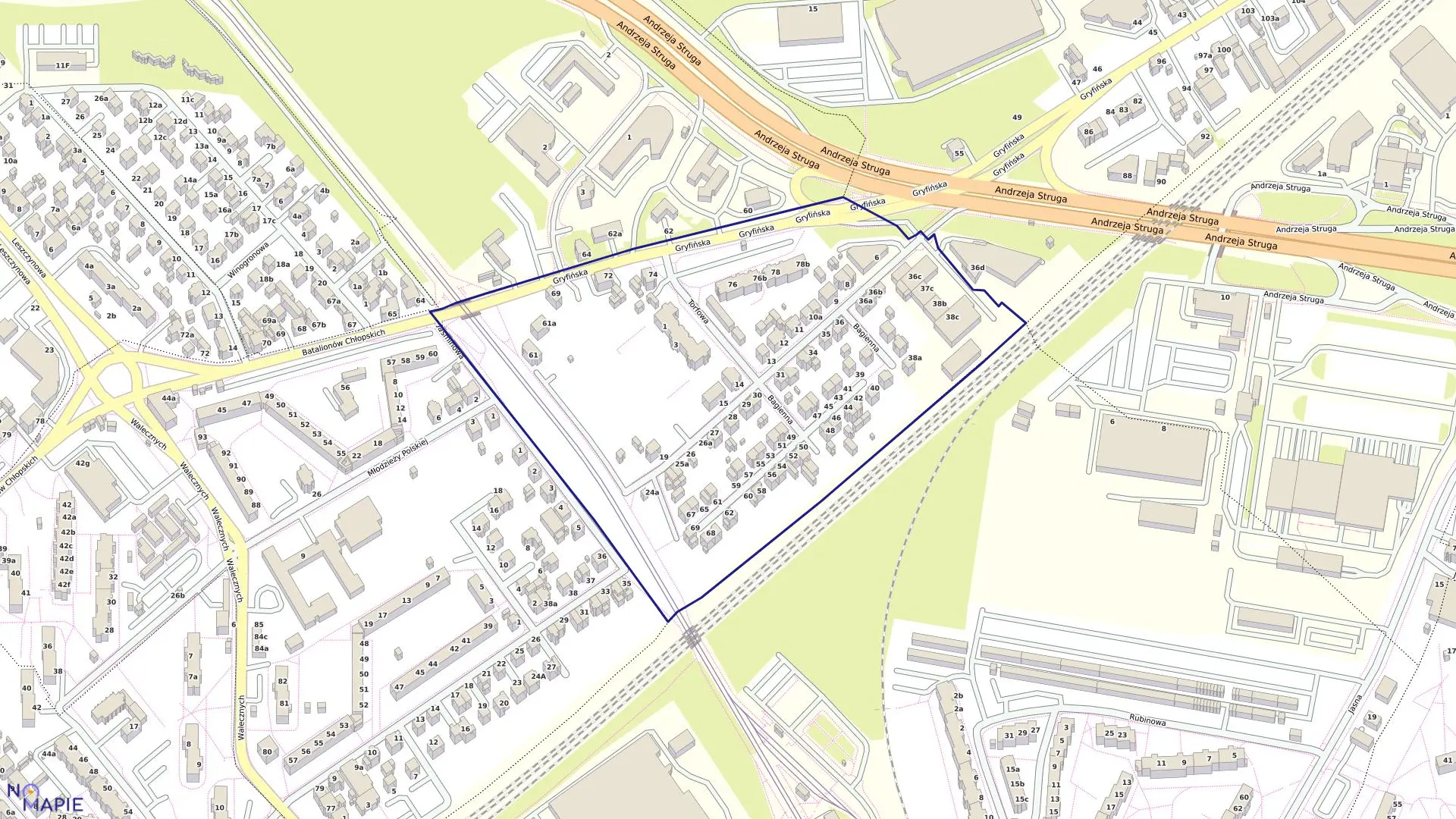 Mapa obrębu Dąbie 47 w mieście Szczecin