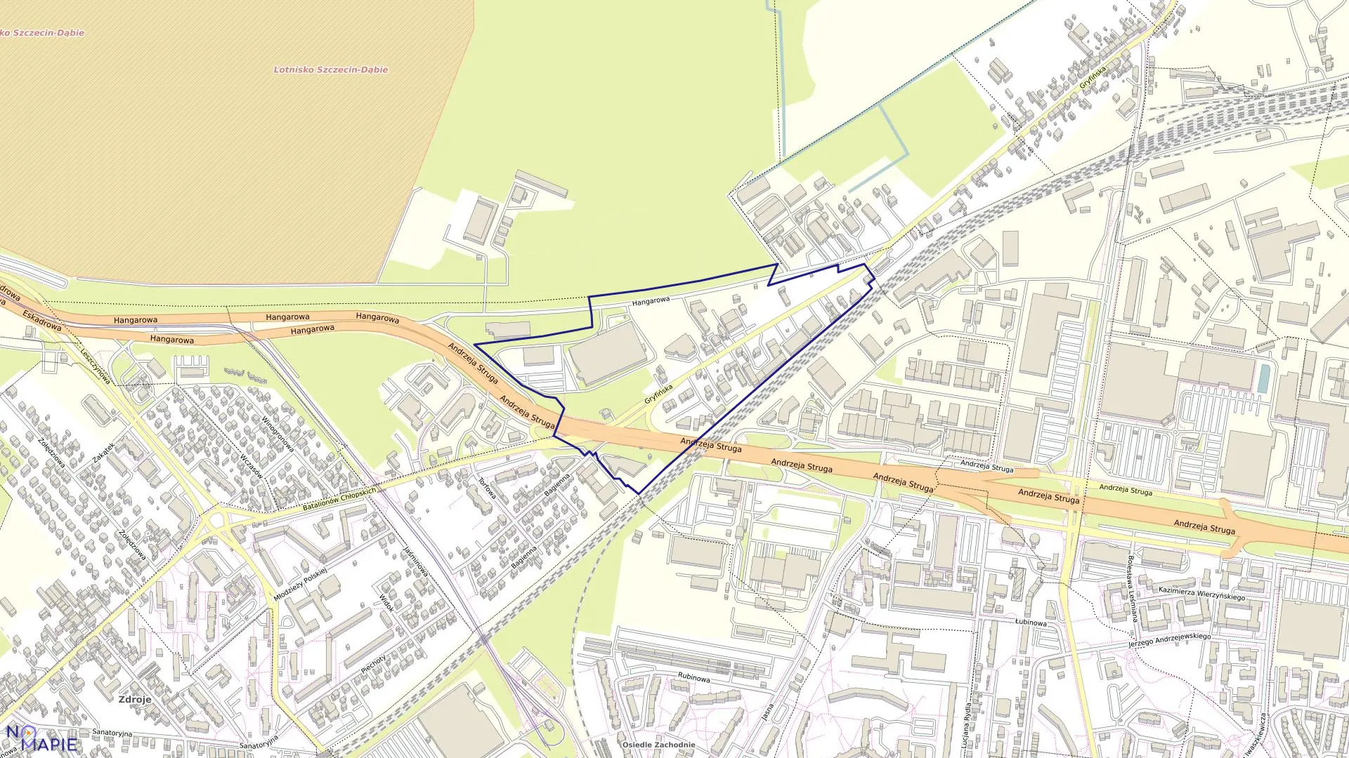 Mapa obrębu Dąbie 48 w mieście Szczecin