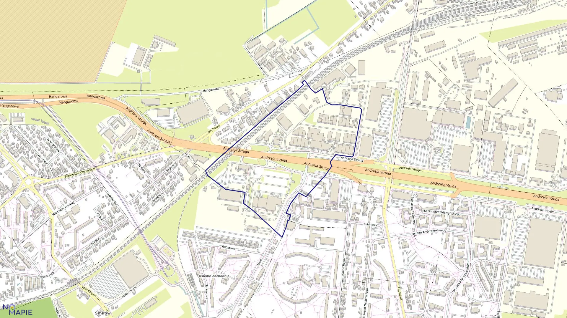 Mapa obrębu Dąbie 49 w mieście Szczecin