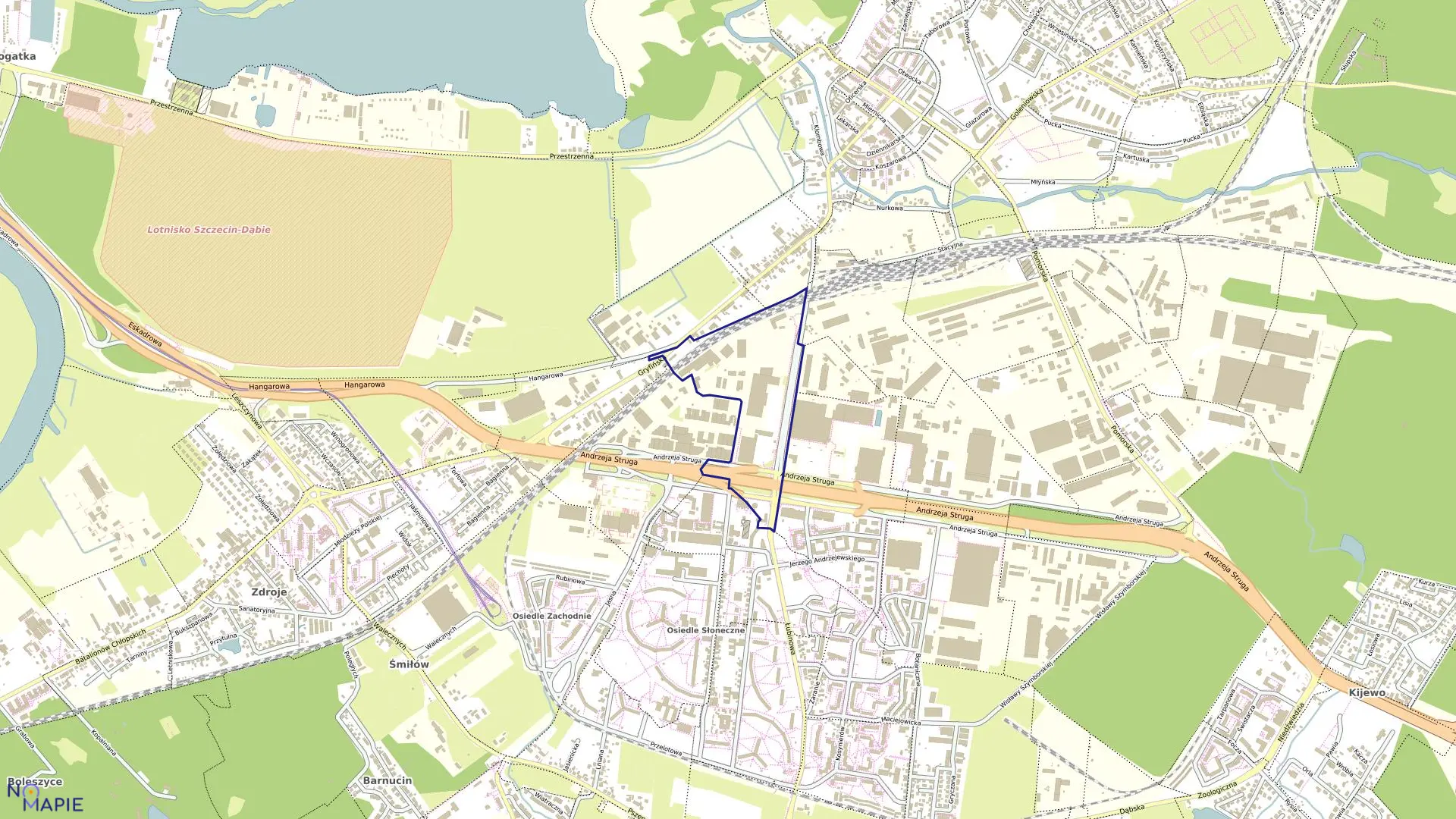 Mapa obrębu Dąbie 51 w mieście Szczecin