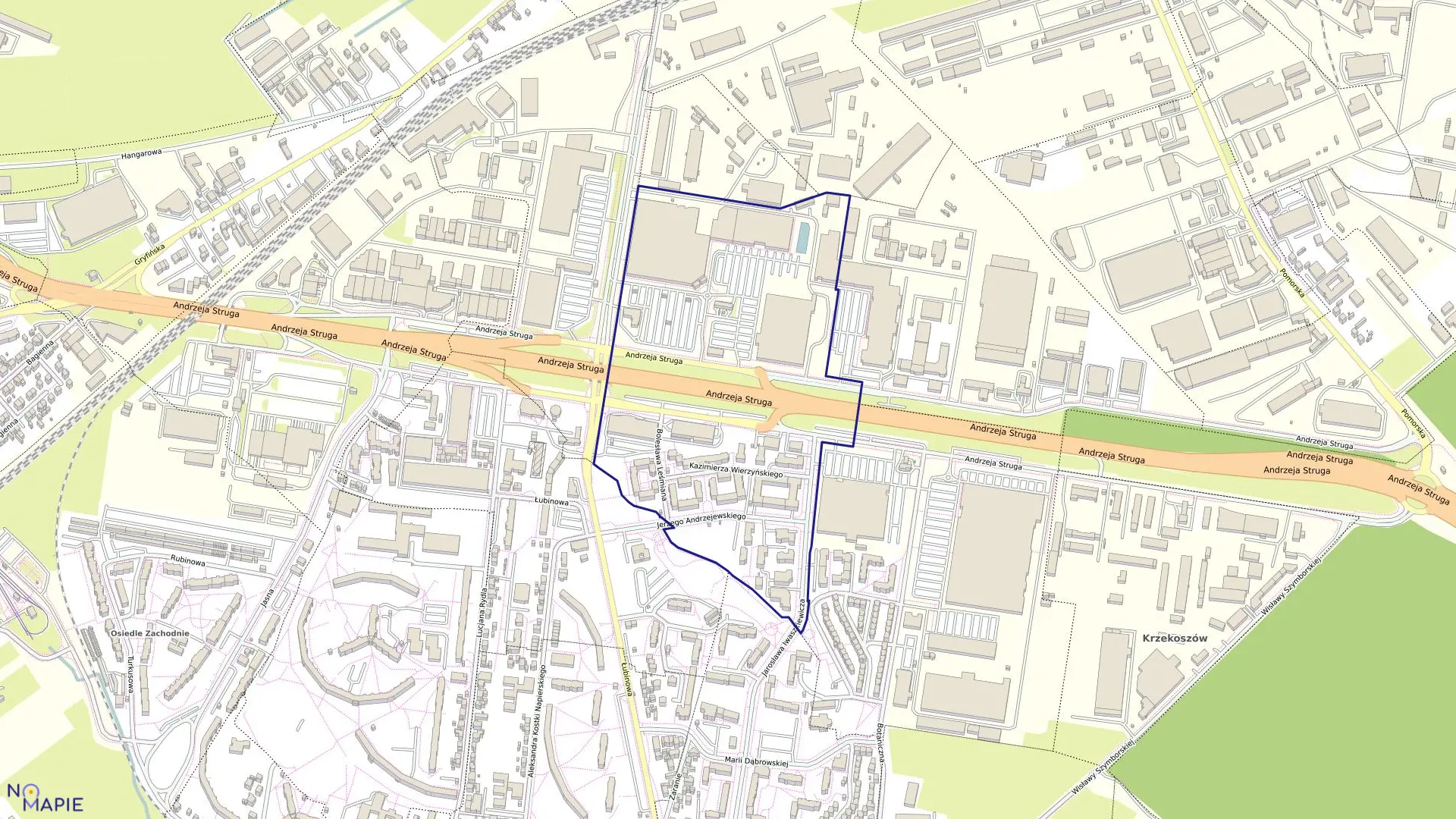 Mapa obrębu Dąbie 52 w mieście Szczecin