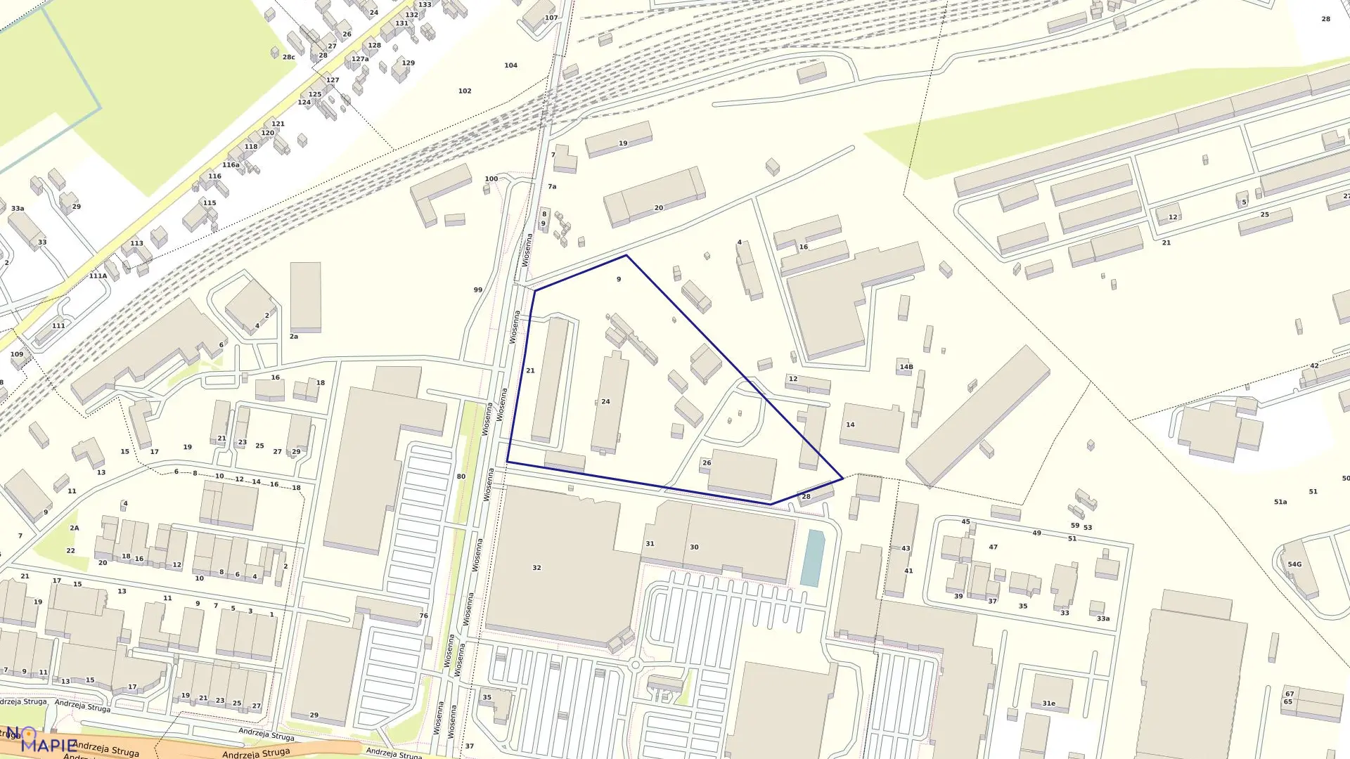 Mapa obrębu Dąbie 53 w mieście Szczecin