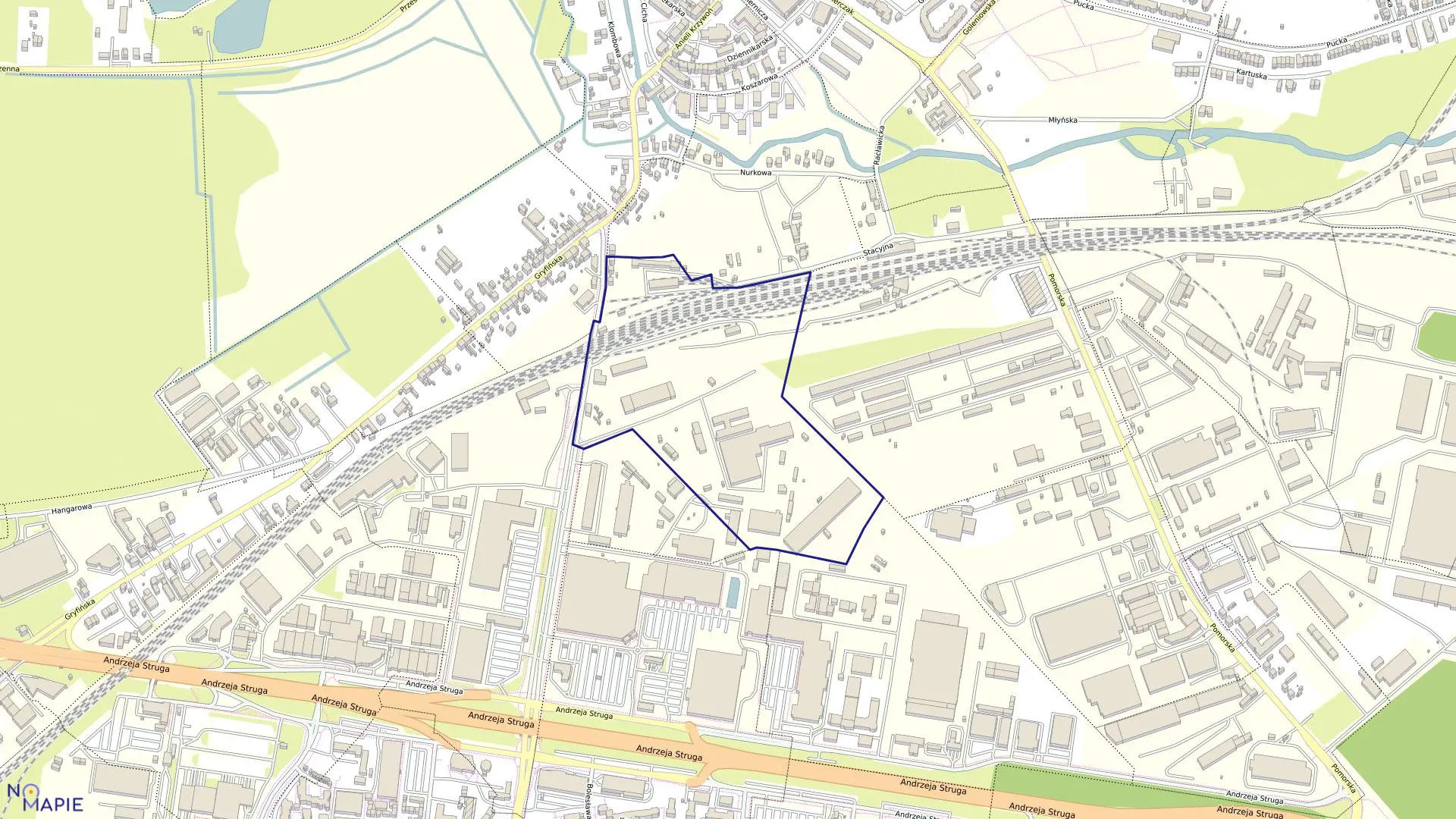 Mapa obrębu Dąbie 54 w mieście Szczecin