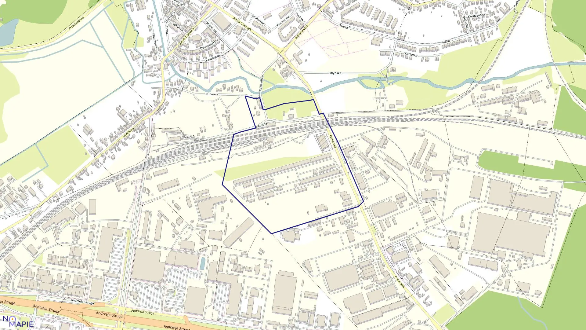 Mapa obrębu Dąbie 55 w mieście Szczecin