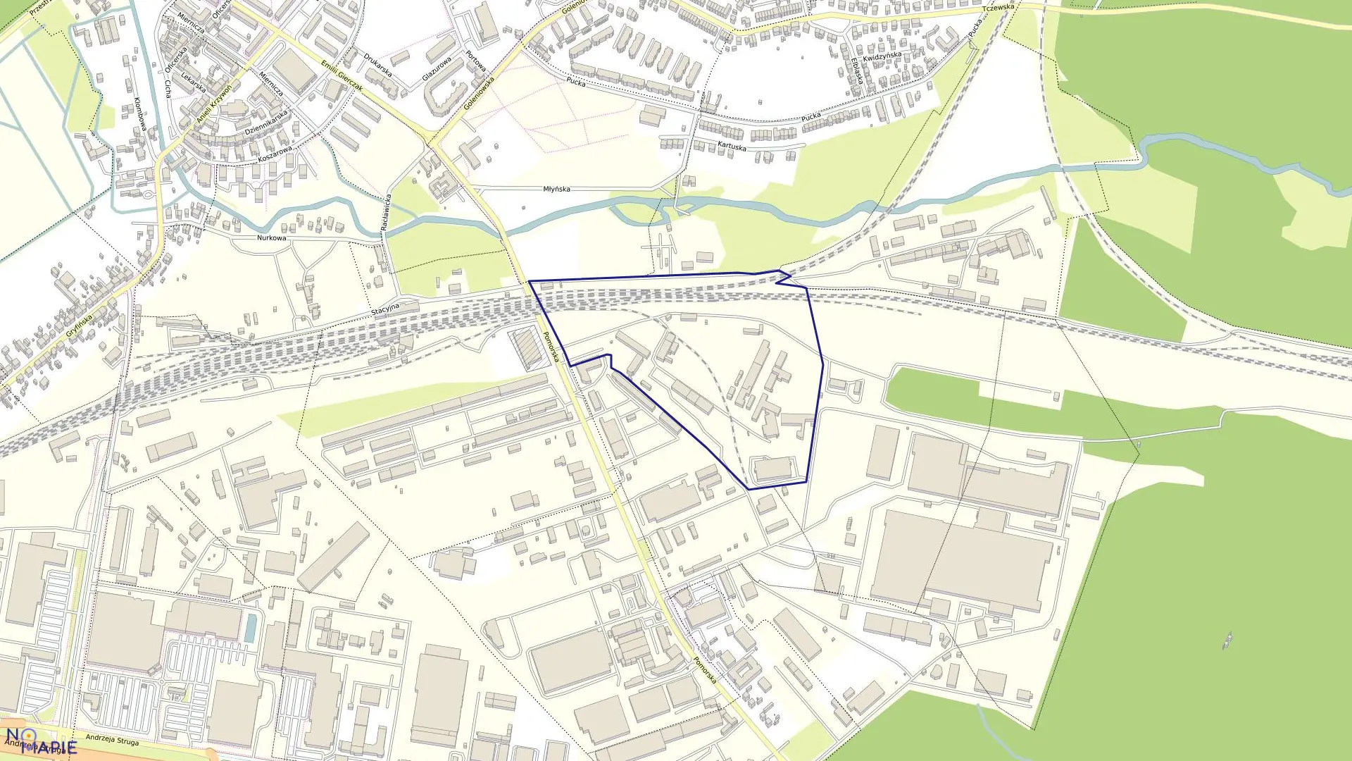 Mapa obrębu Dąbie 56 w mieście Szczecin