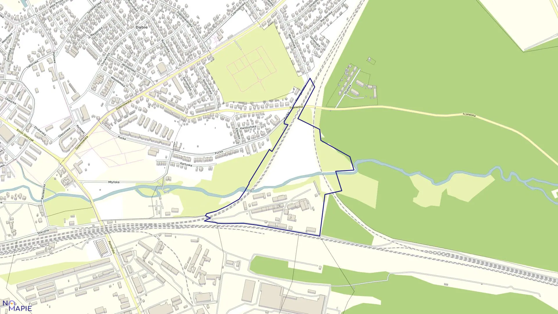 Mapa obrębu Dąbie 60 w mieście Szczecin