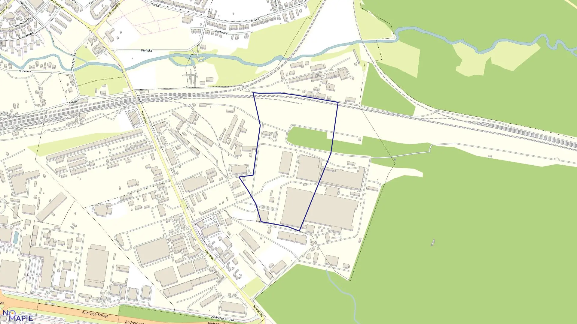 Mapa obrębu Dąbie 63 w mieście Szczecin