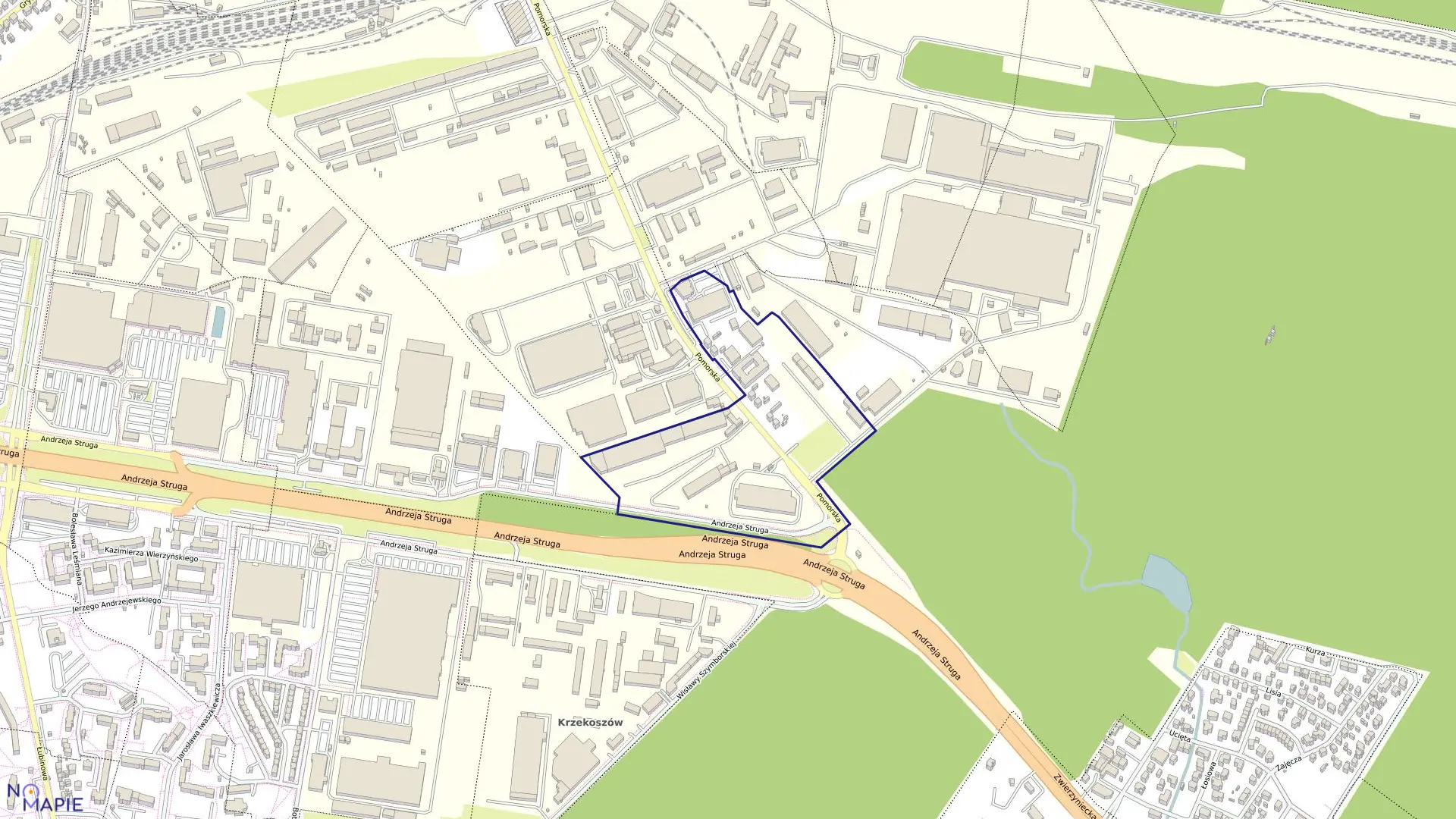 Mapa obrębu Dąbie 65 w mieście Szczecin