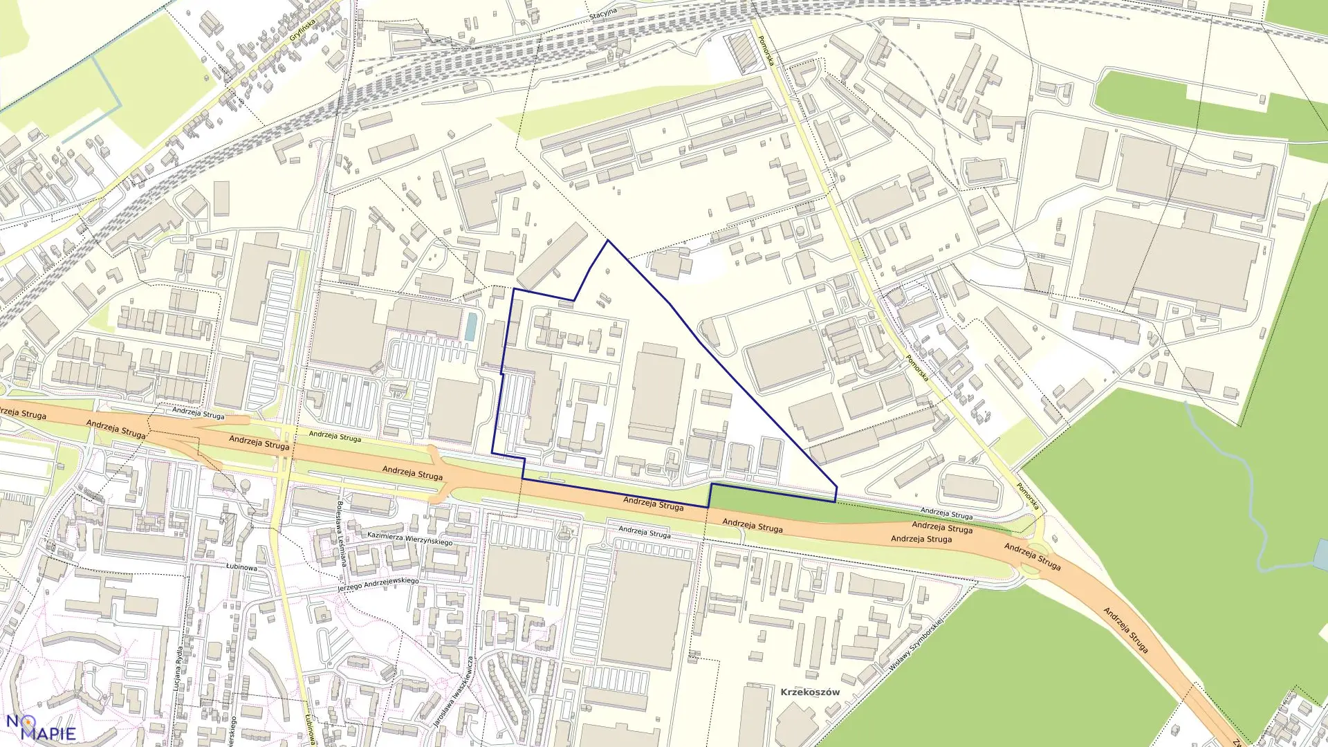 Mapa obrębu Dąbie 68 w mieście Szczecin