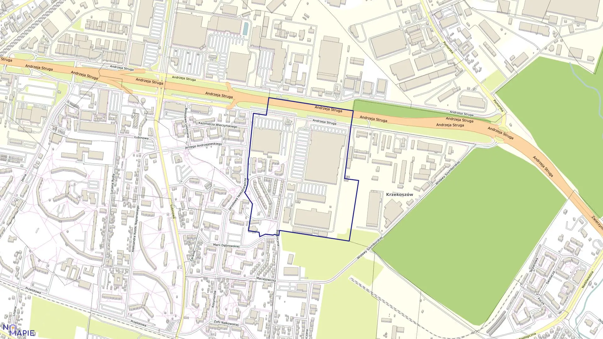 Mapa obrębu Dąbie 70 w mieście Szczecin