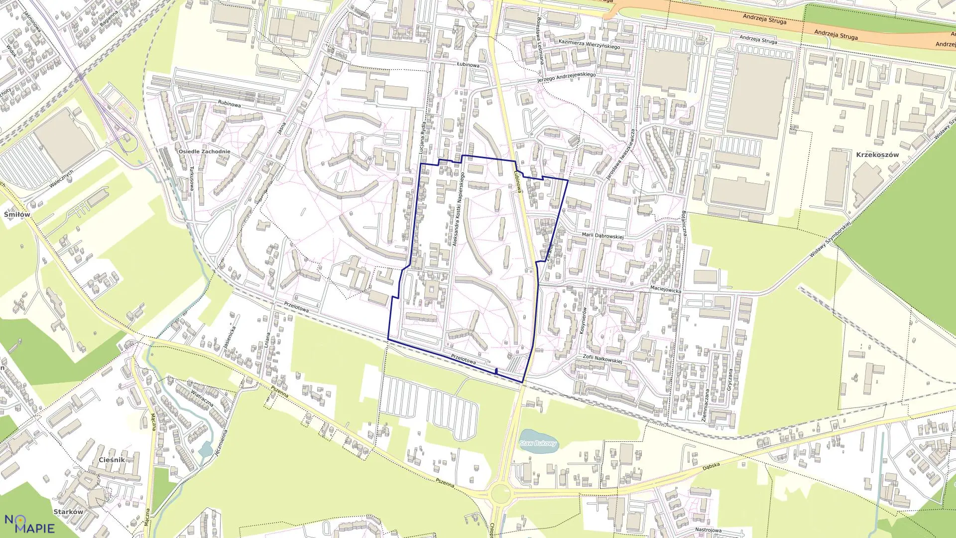 Mapa obrębu Dąbie 71 w mieście Szczecin