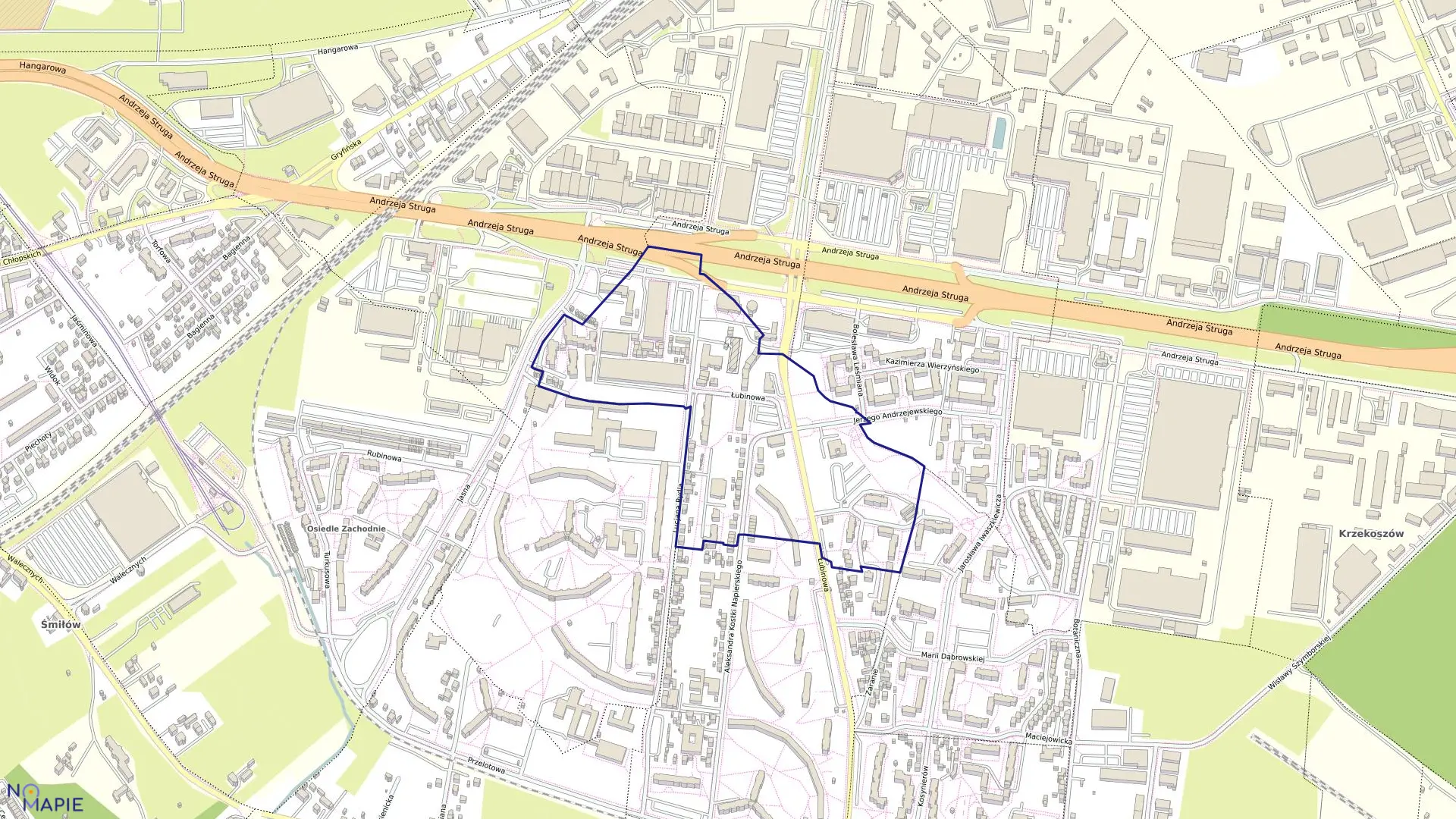 Mapa obrębu Dąbie 72 w mieście Szczecin