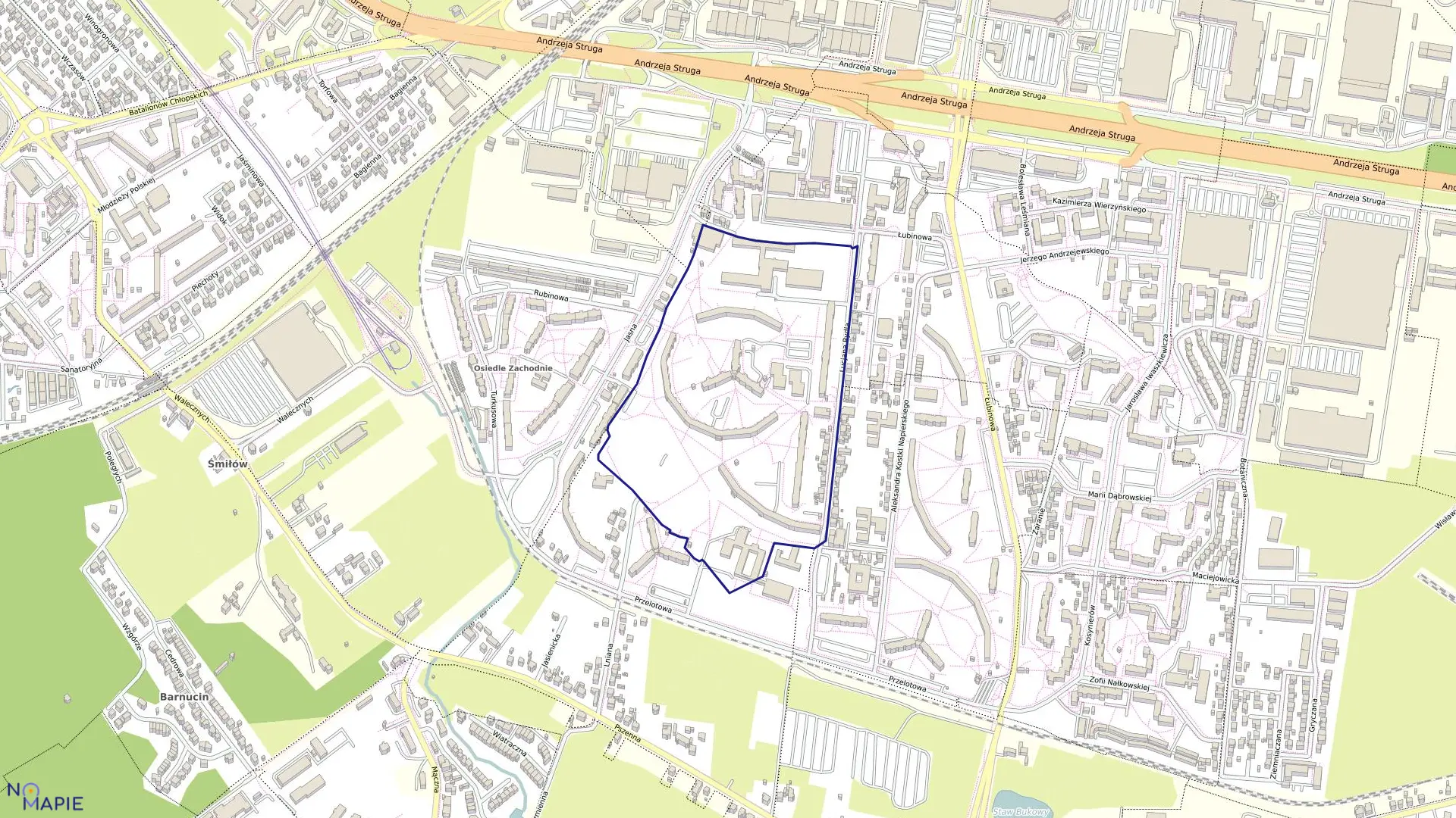 Mapa obrębu Dąbie 73 w mieście Szczecin