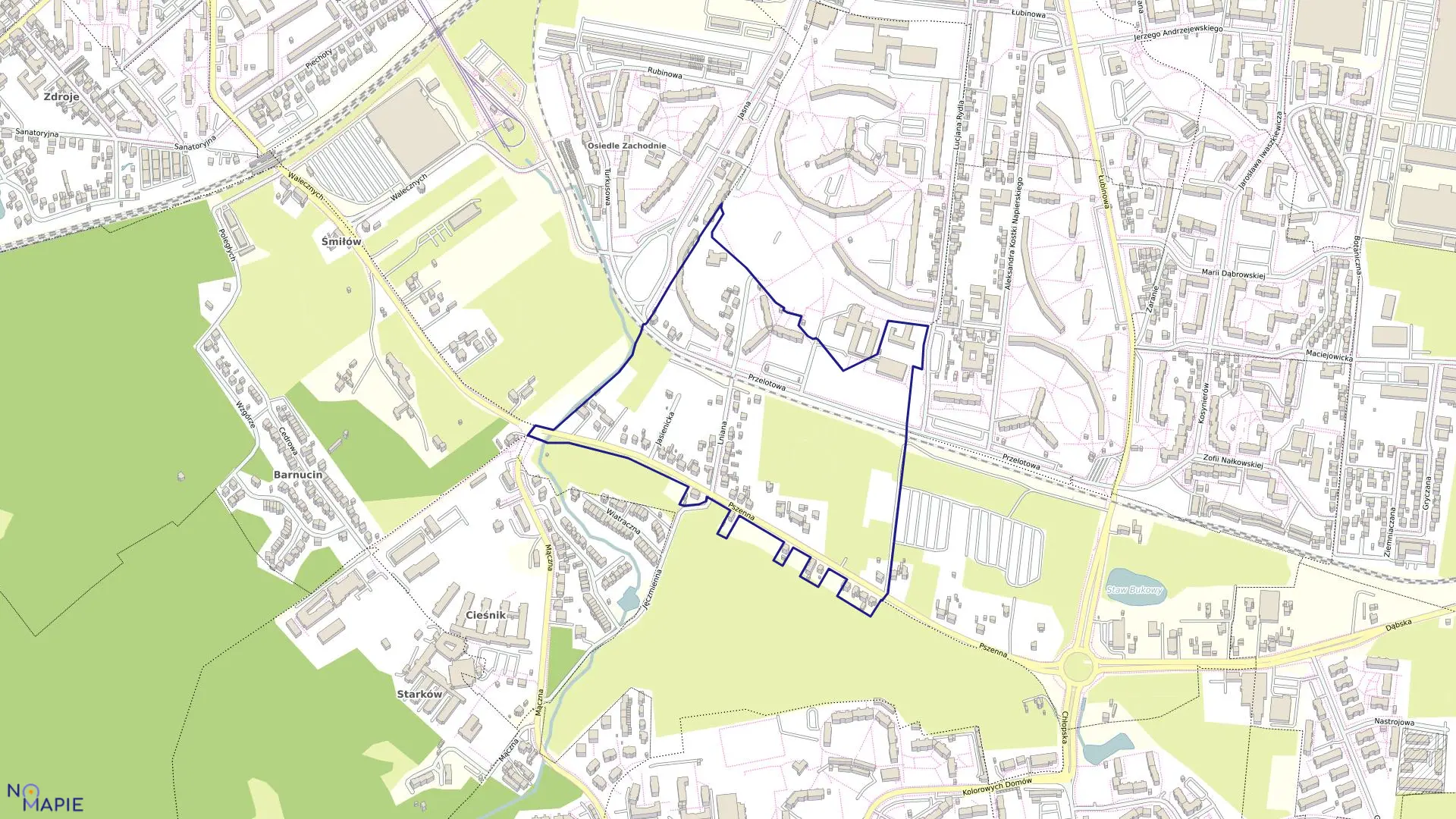 Mapa obrębu Dąbie 79 w mieście Szczecin