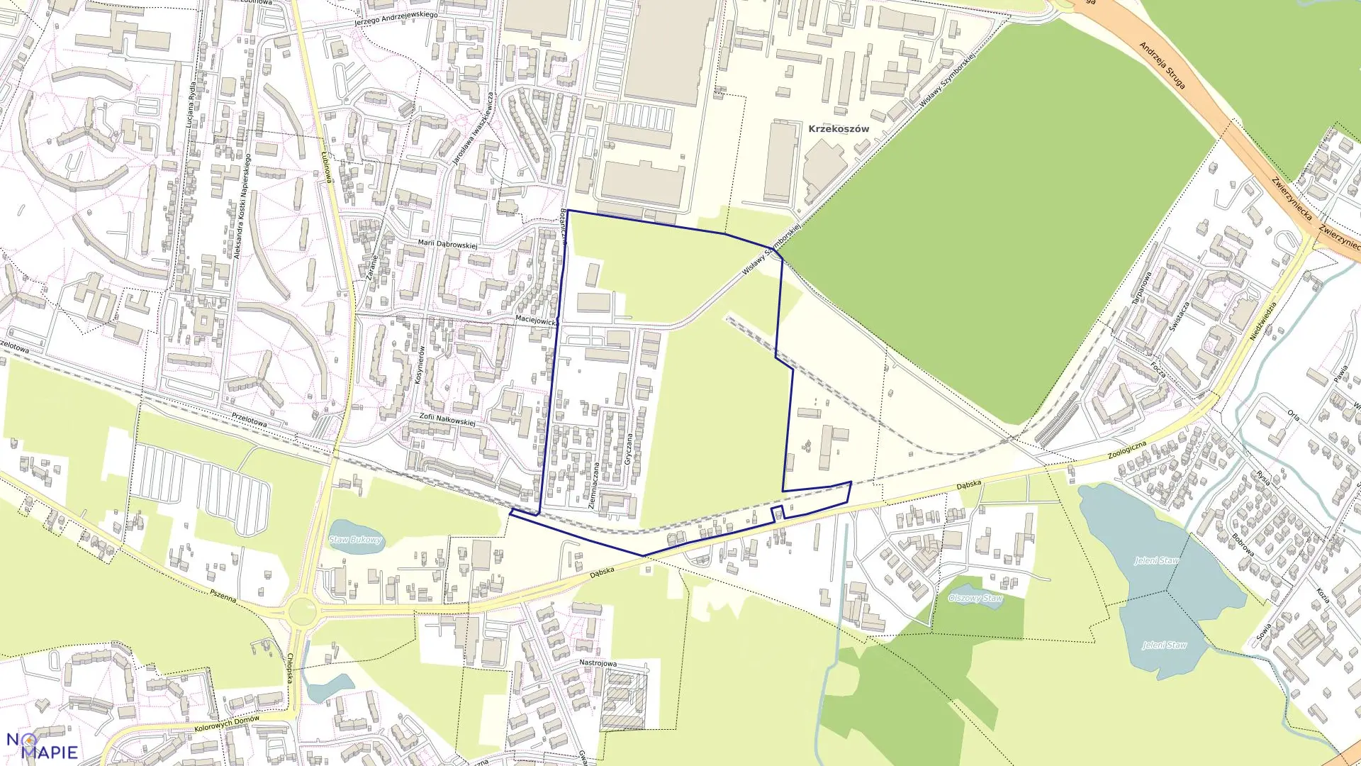 Mapa obrębu Dąbie 83 w mieście Szczecin