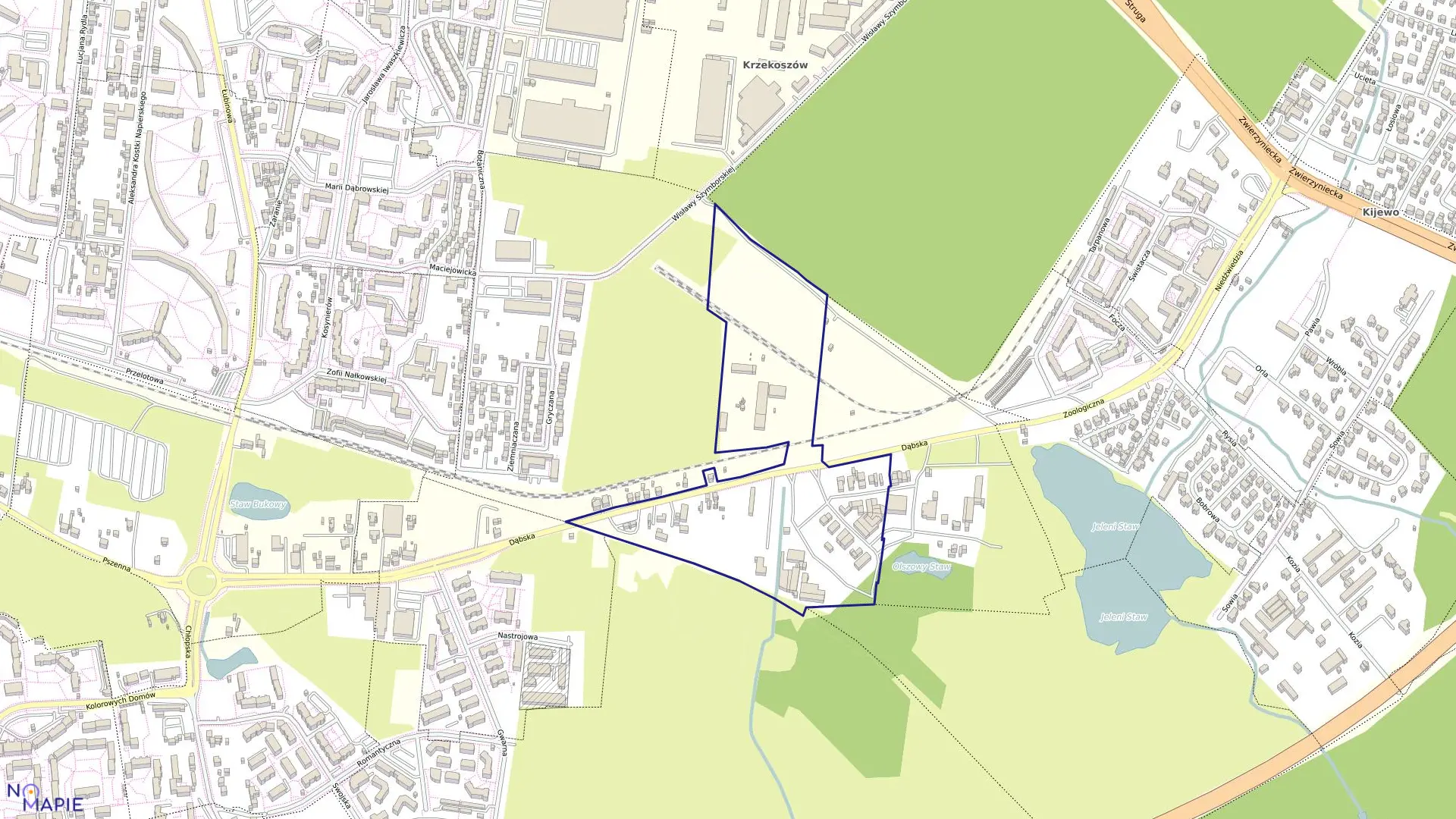 Mapa obrębu Dąbie 84 w mieście Szczecin