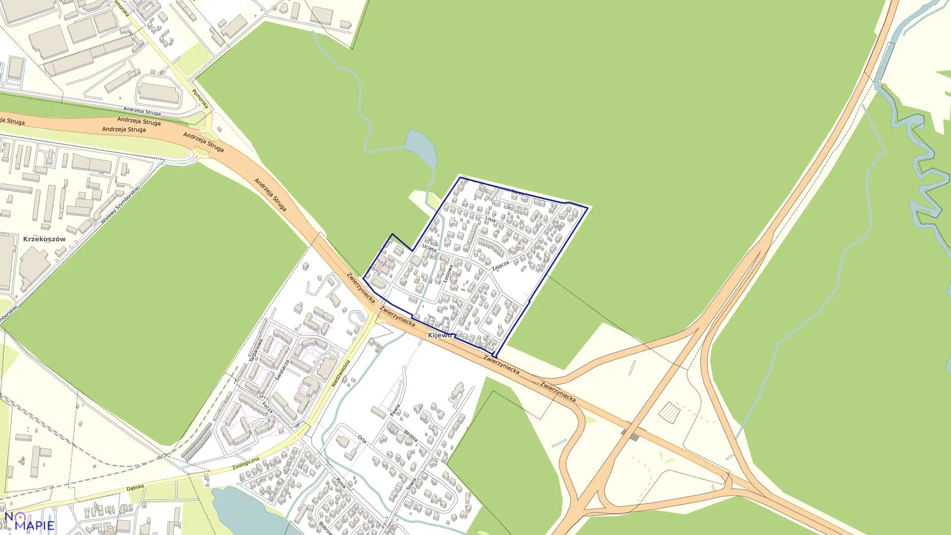 Mapa obrębu Dąbie 85 w mieście Szczecin