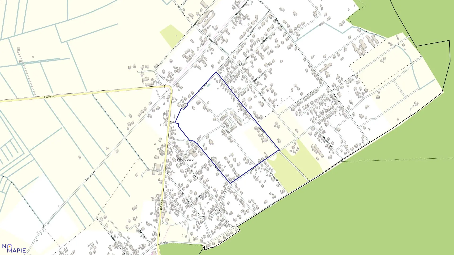 Mapa obrębu Dąbie 90 w mieście Szczecin