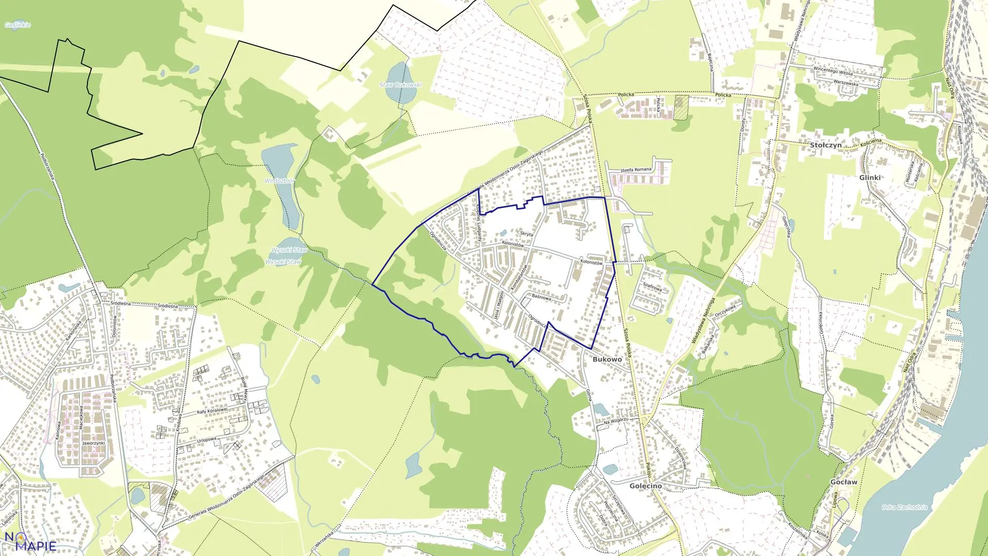 Mapa obrębu Nad Odrą 11 w mieście Szczecin