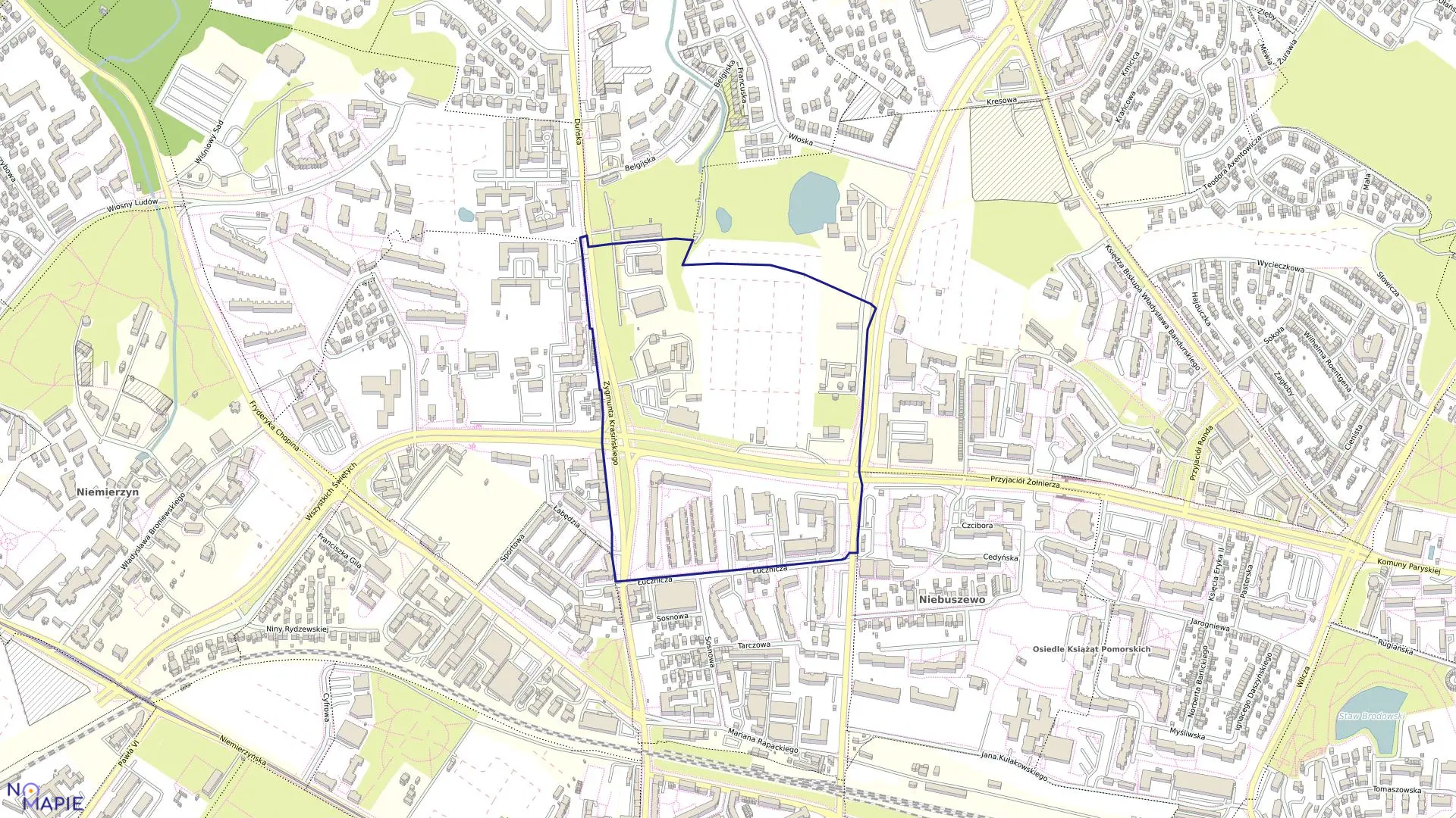 Mapa obrębu Nad Odrą 29 w mieście Szczecin