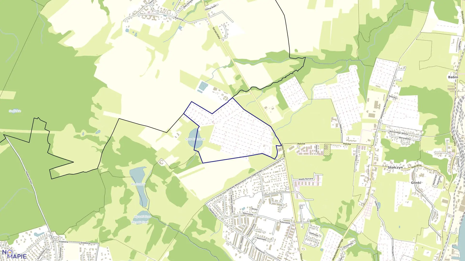 Mapa obrębu Nad Odrą 3 w mieście Szczecin