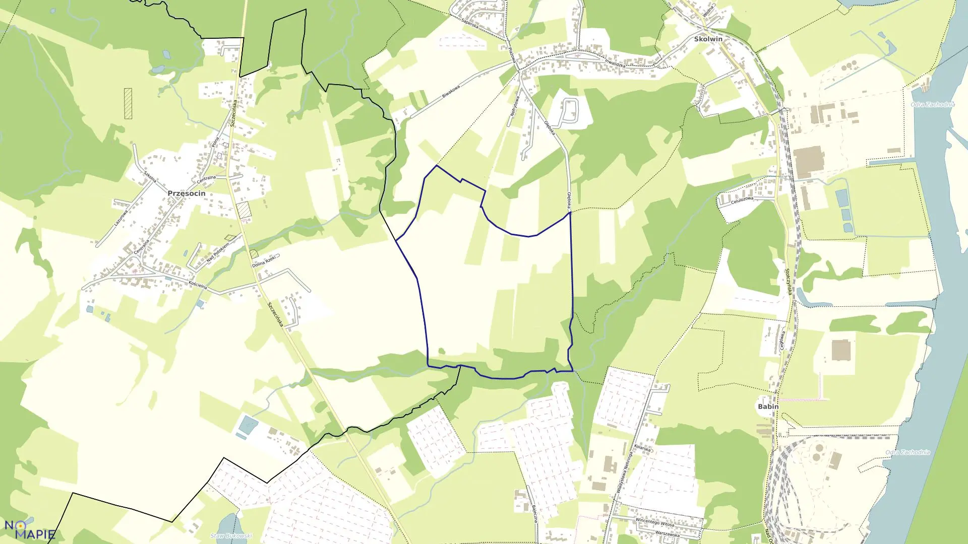 Mapa obrębu Nad Odrą 47 w mieście Szczecin