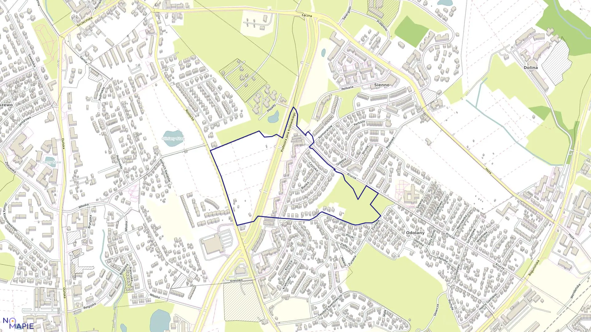 Mapa obrębu Nad Odrą 49 w mieście Szczecin