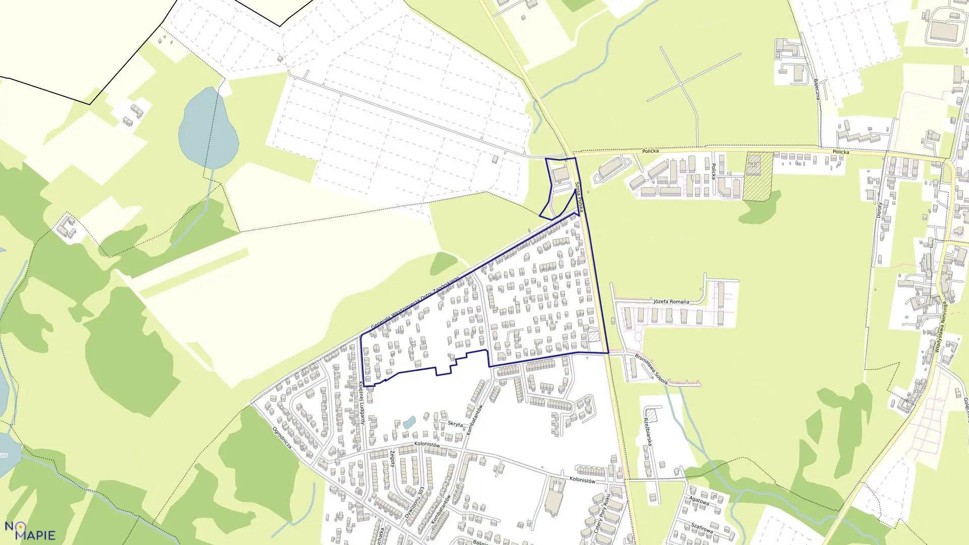 Mapa obrębu Nad Odrą 6 w mieście Szczecin